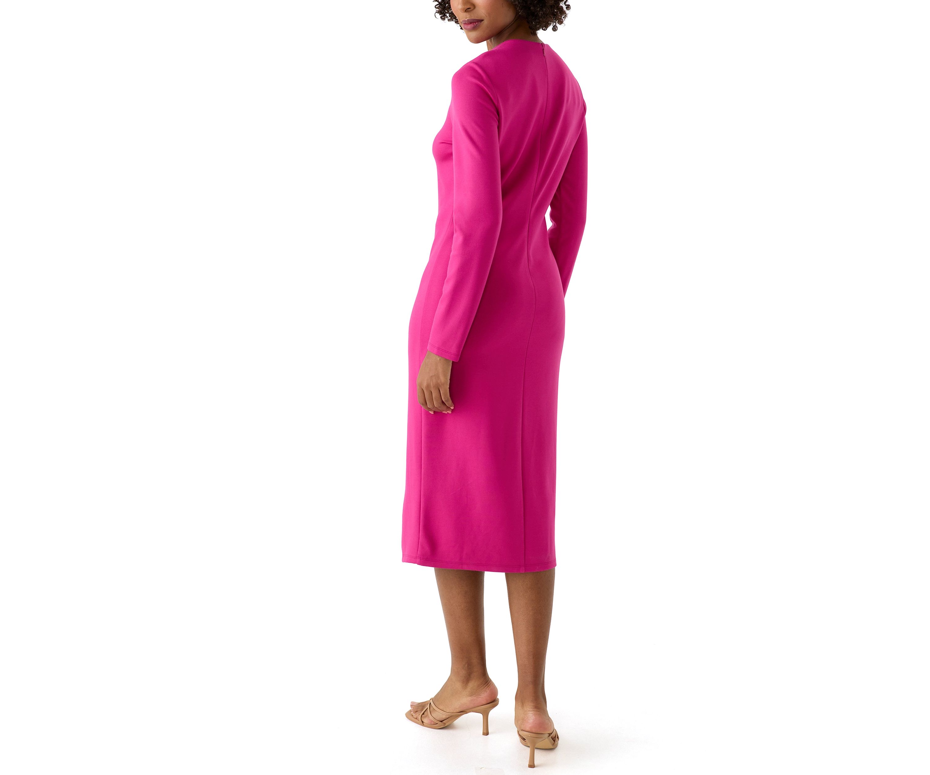Womens Long Sleeve Mock Neck Fitted Dress