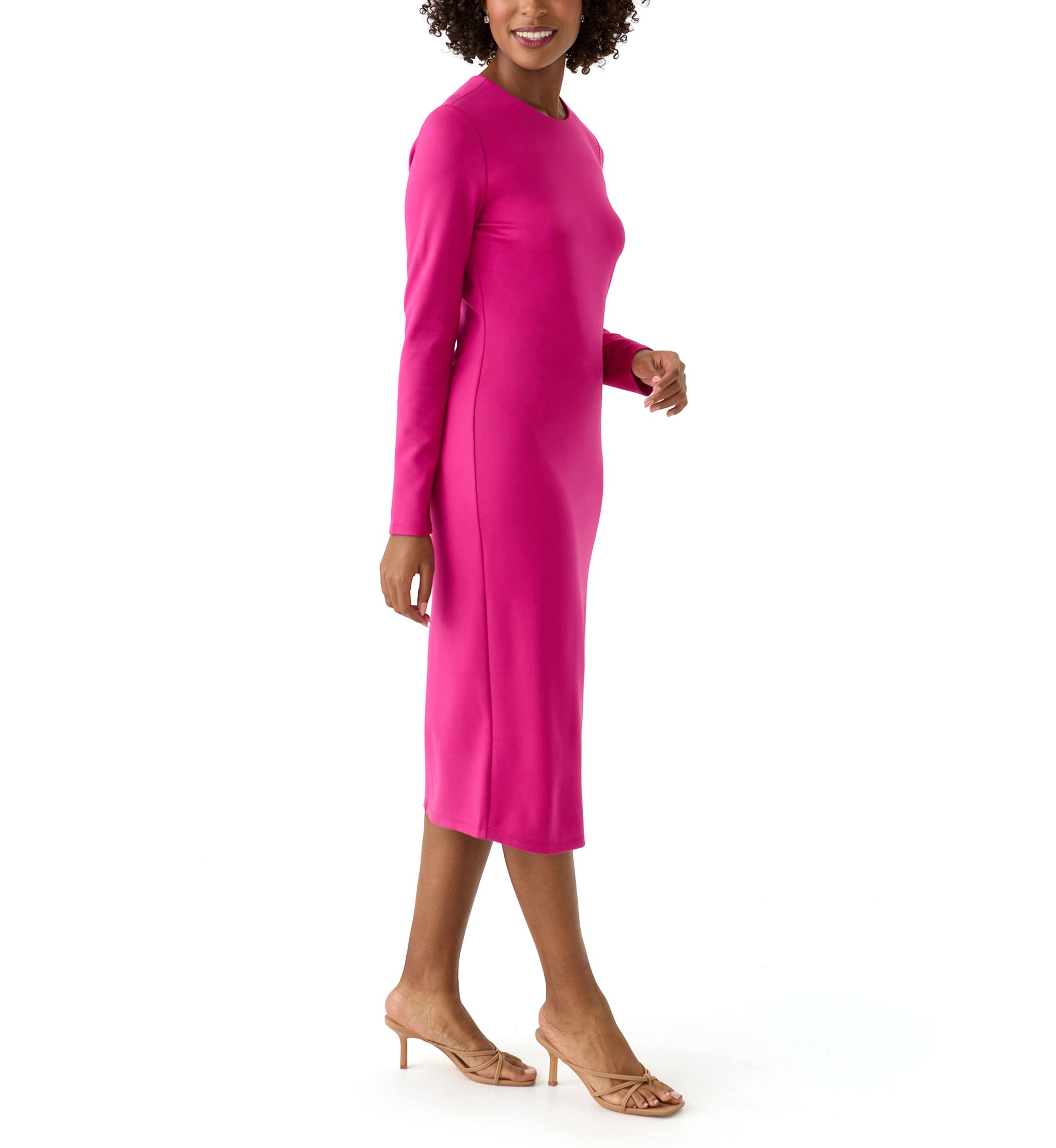 Womens Long Sleeve Mock Neck Fitted Dress
