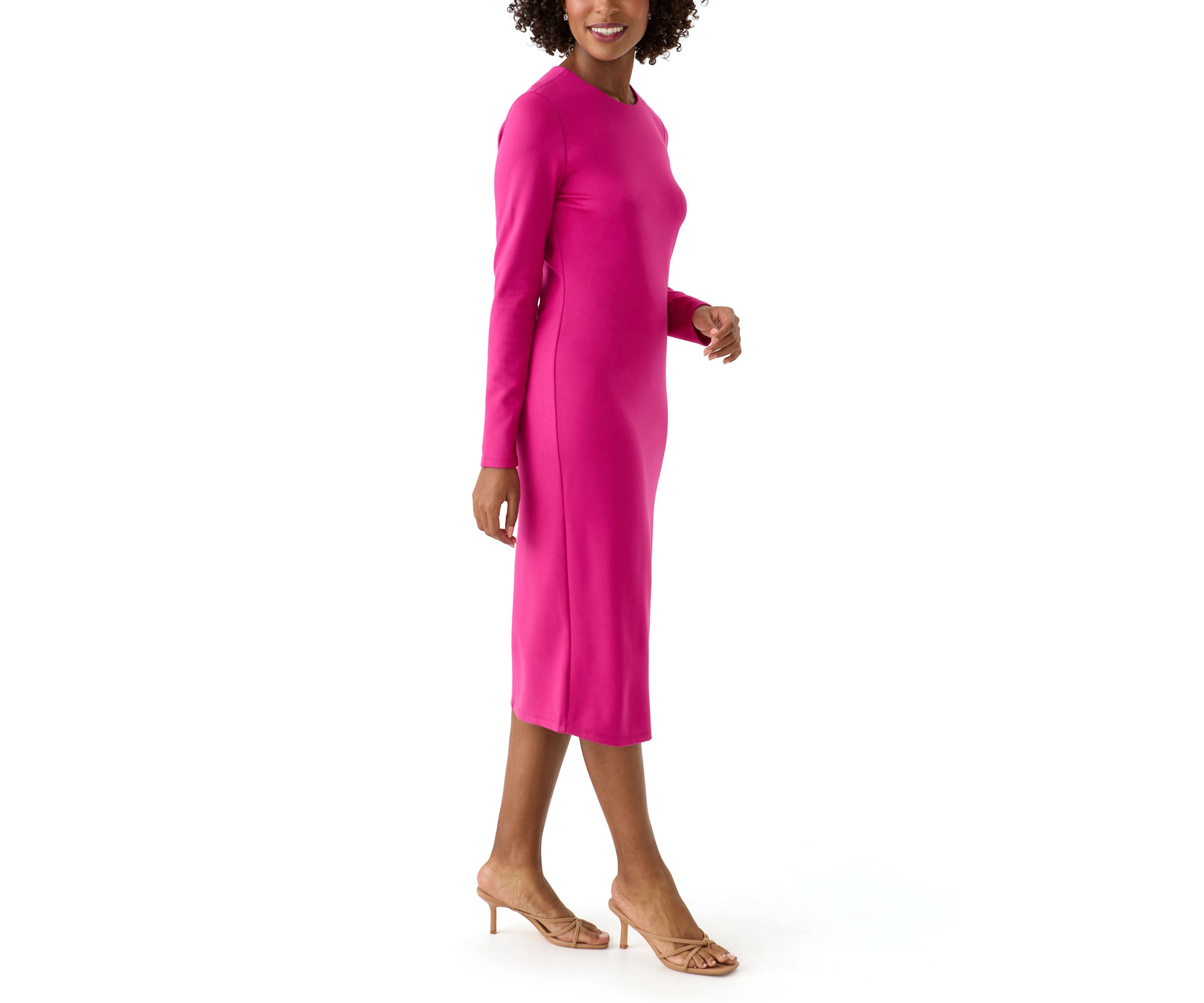 Womens Long Sleeve Mock Neck Fitted Dress