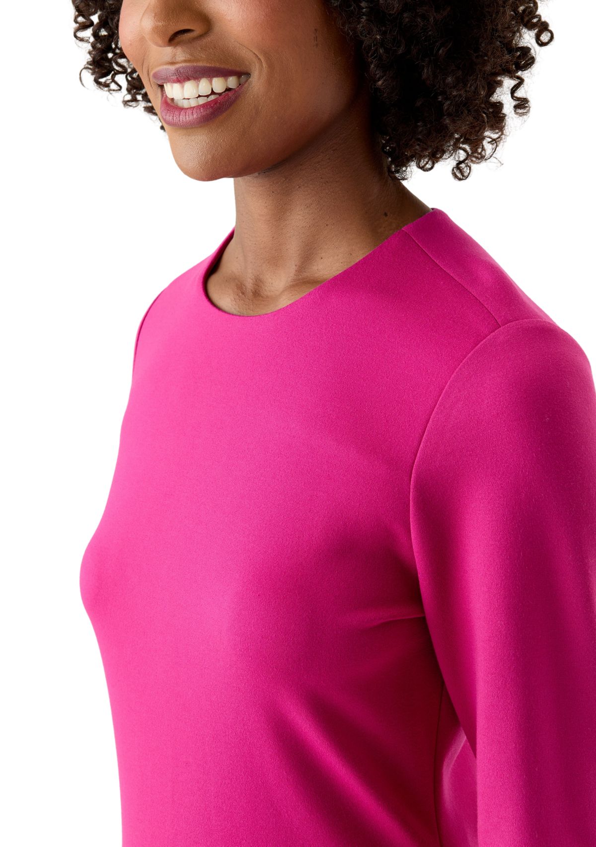 Womens Long Sleeve Mock Neck Fitted Dress