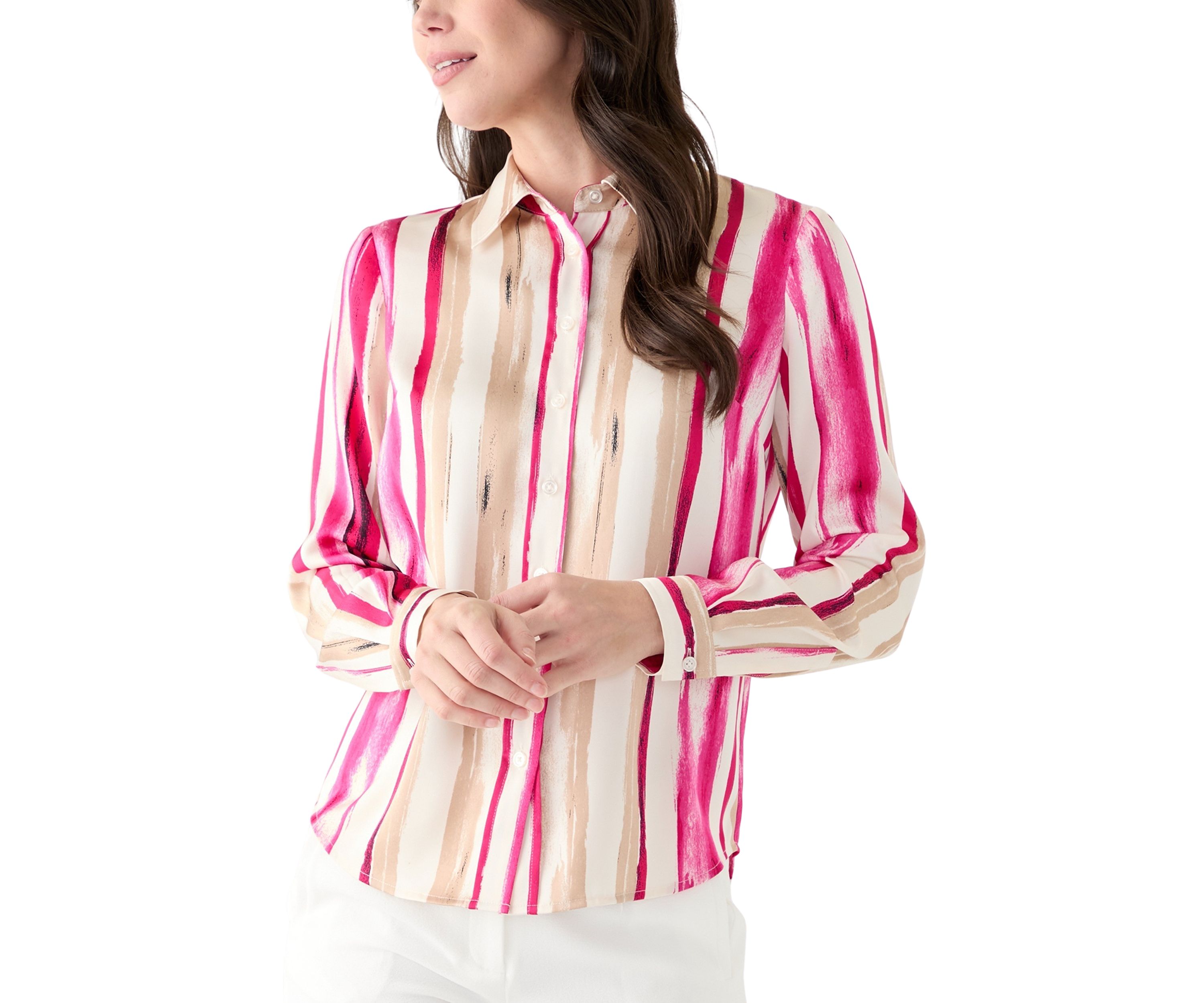 Petite Long Sleeve Button Down Shirt 