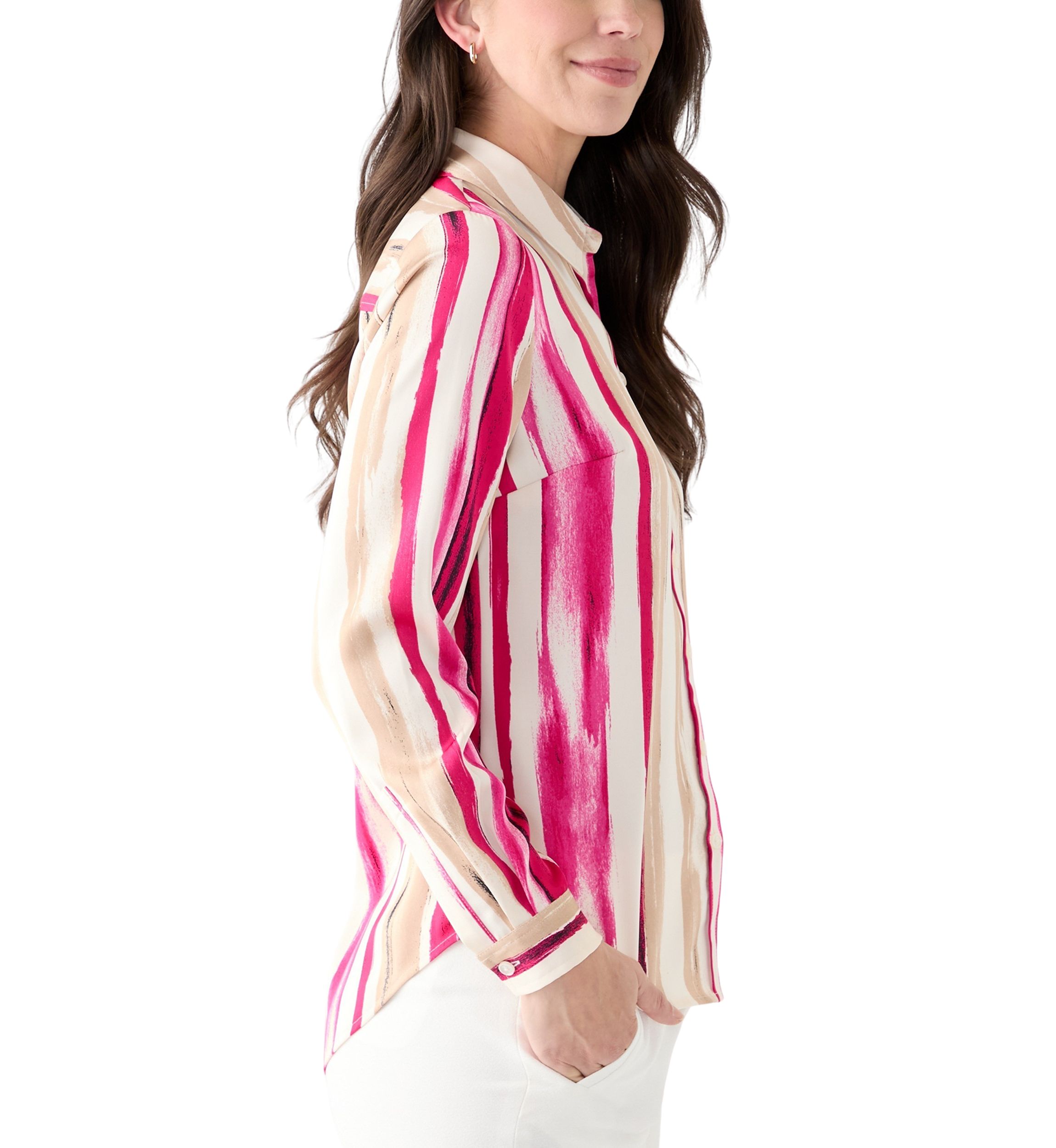 Petite Long Sleeve Button Down Shirt 