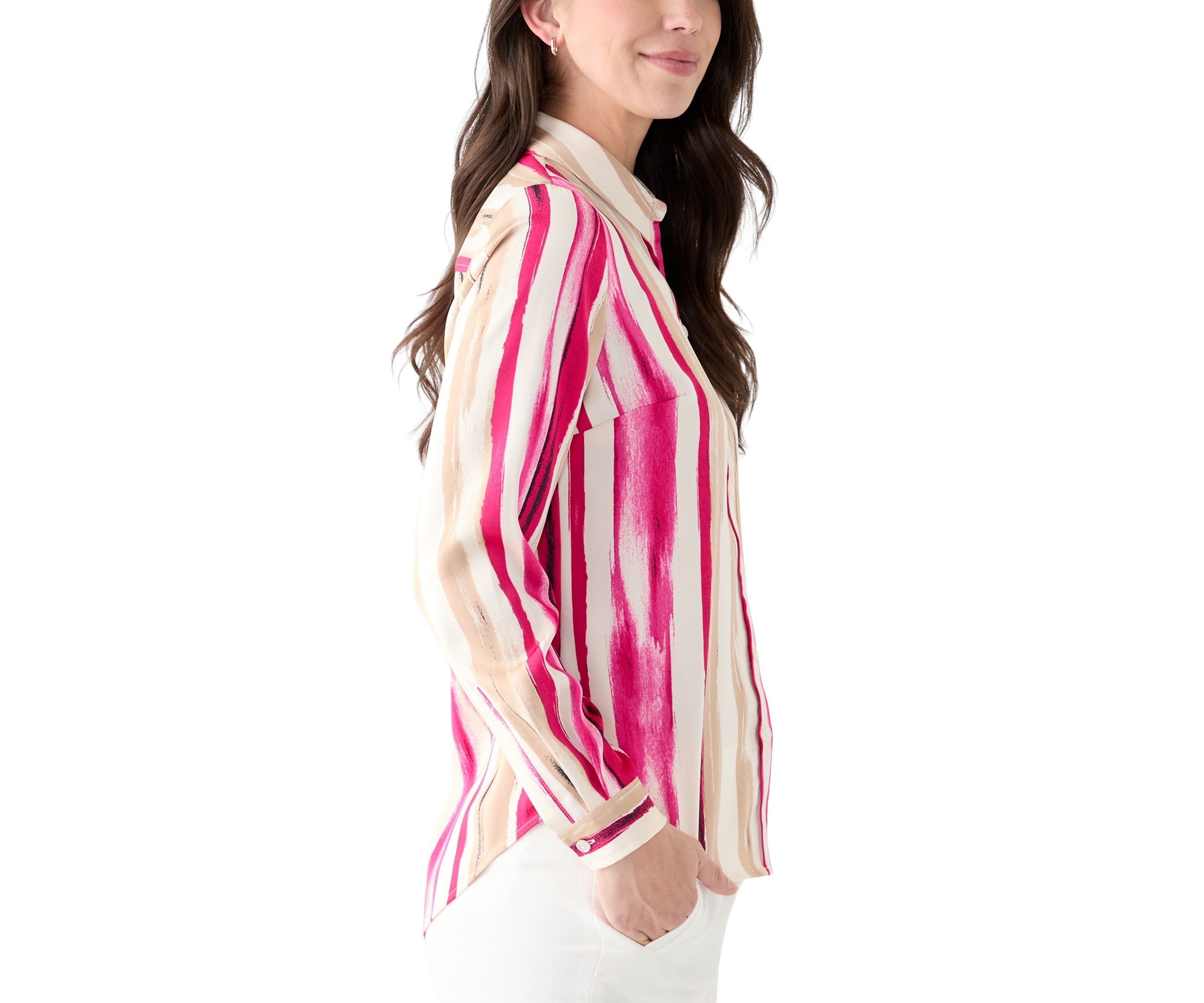 Petite Long Sleeve Button Down Shirt 