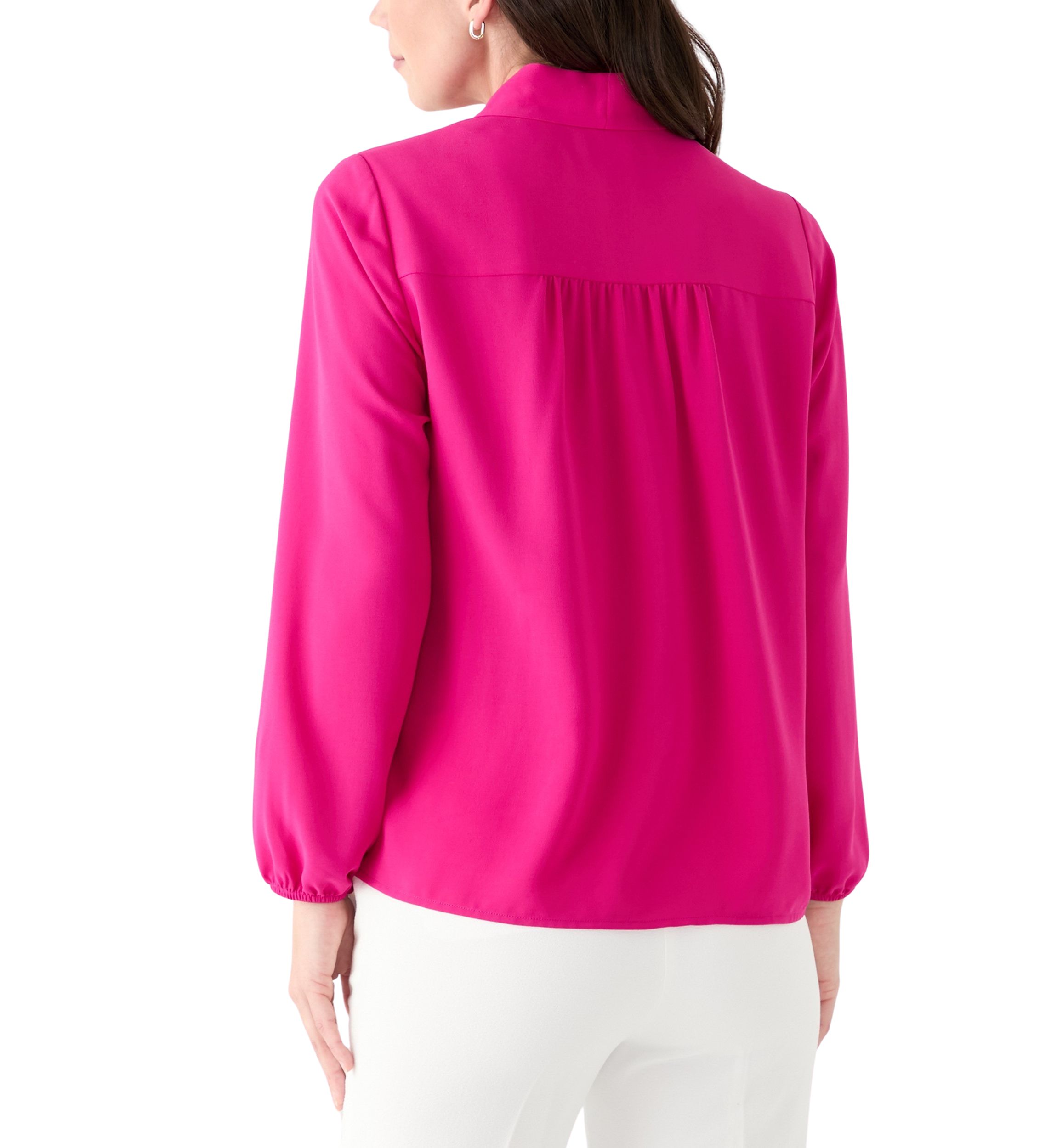 Womens Long Sleeve Tie Neck Blouse 