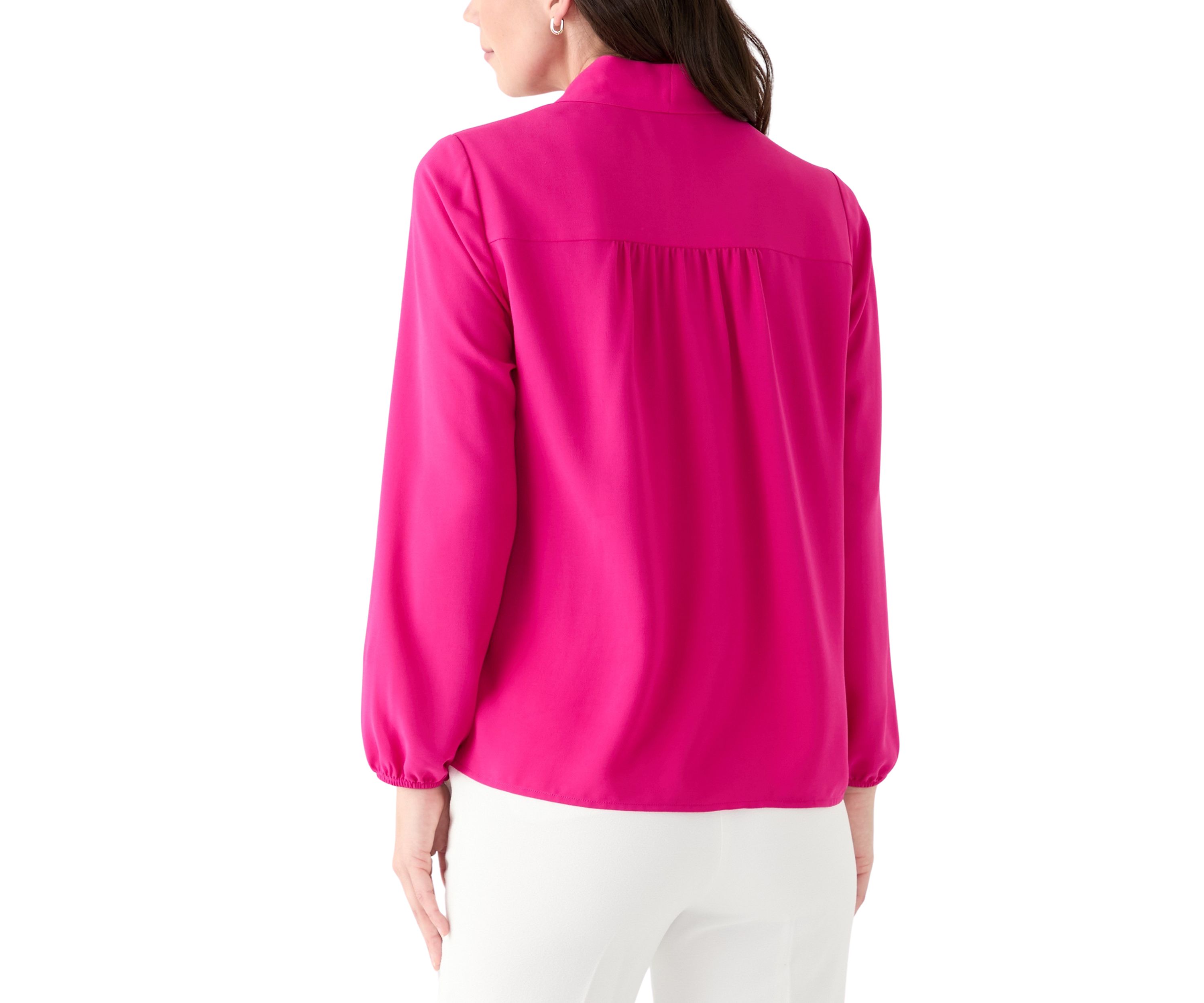 Womens Long Sleeve Tie Neck Blouse 