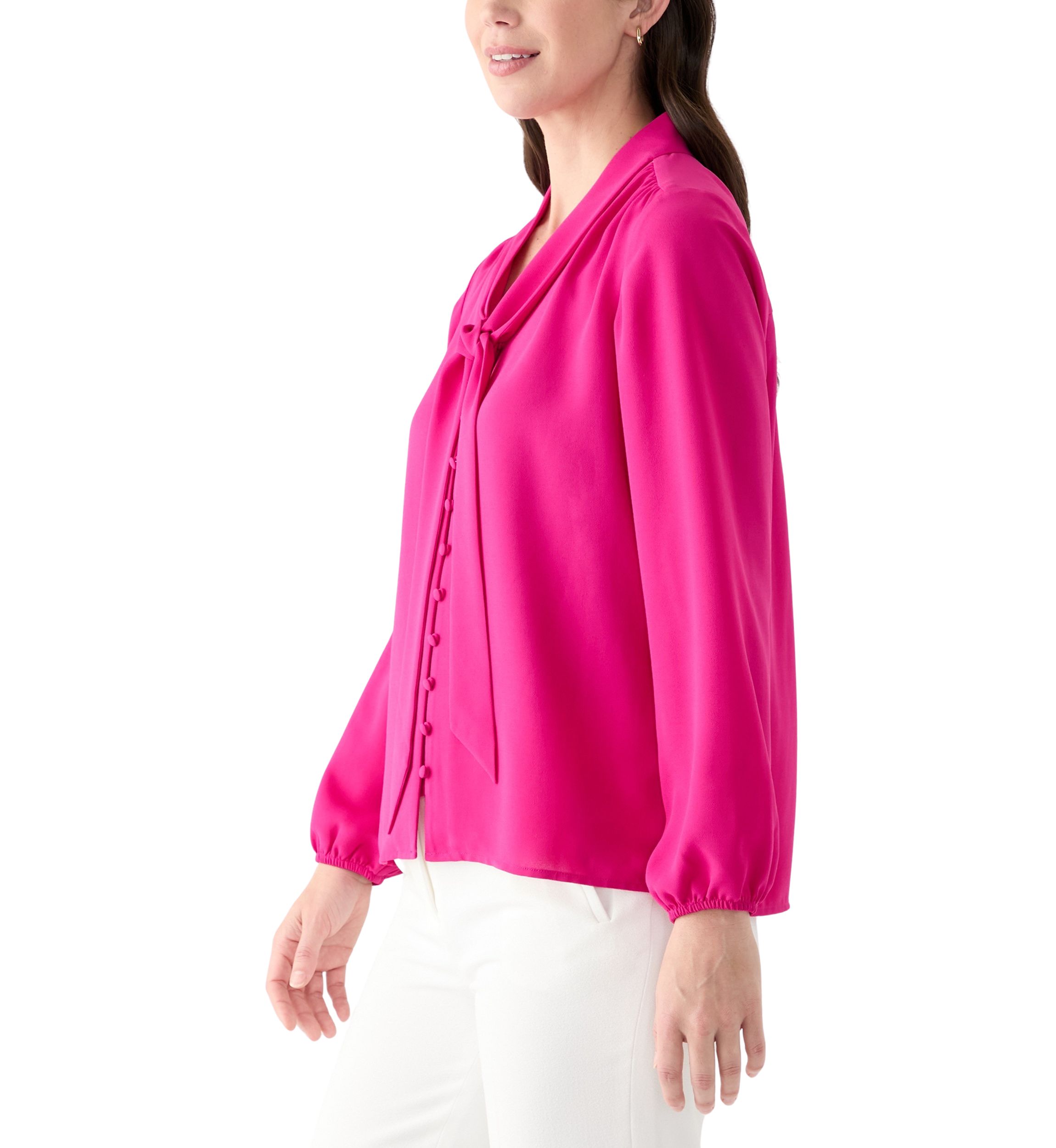 Womens Long Sleeve Tie Neck Blouse 
