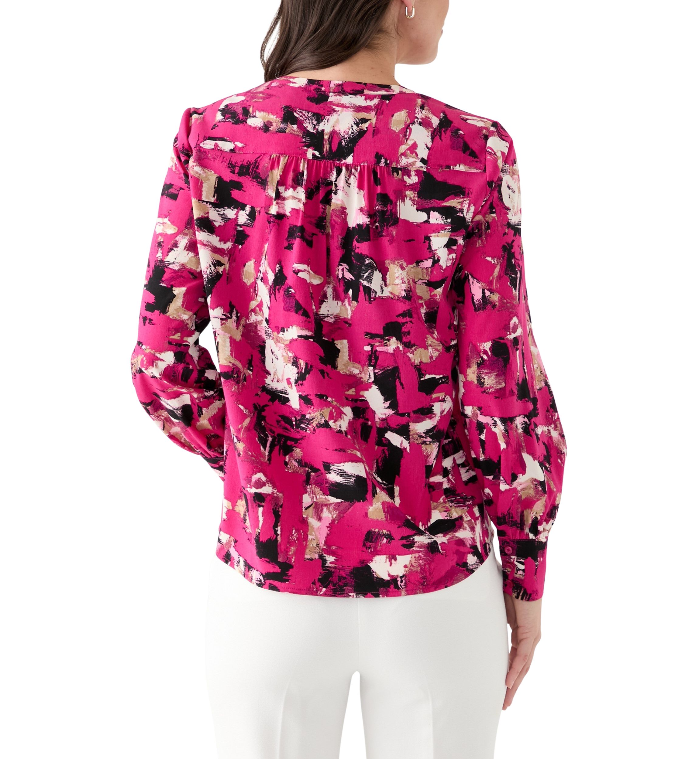 Petite Jewel Neck Keyhole Front Blouse