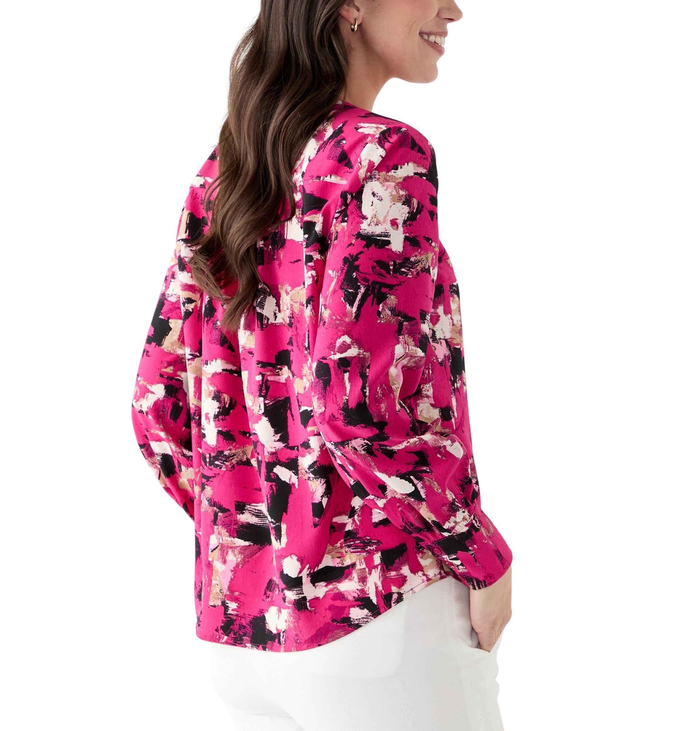 Petite Jewel Neck Keyhole Front Blouse