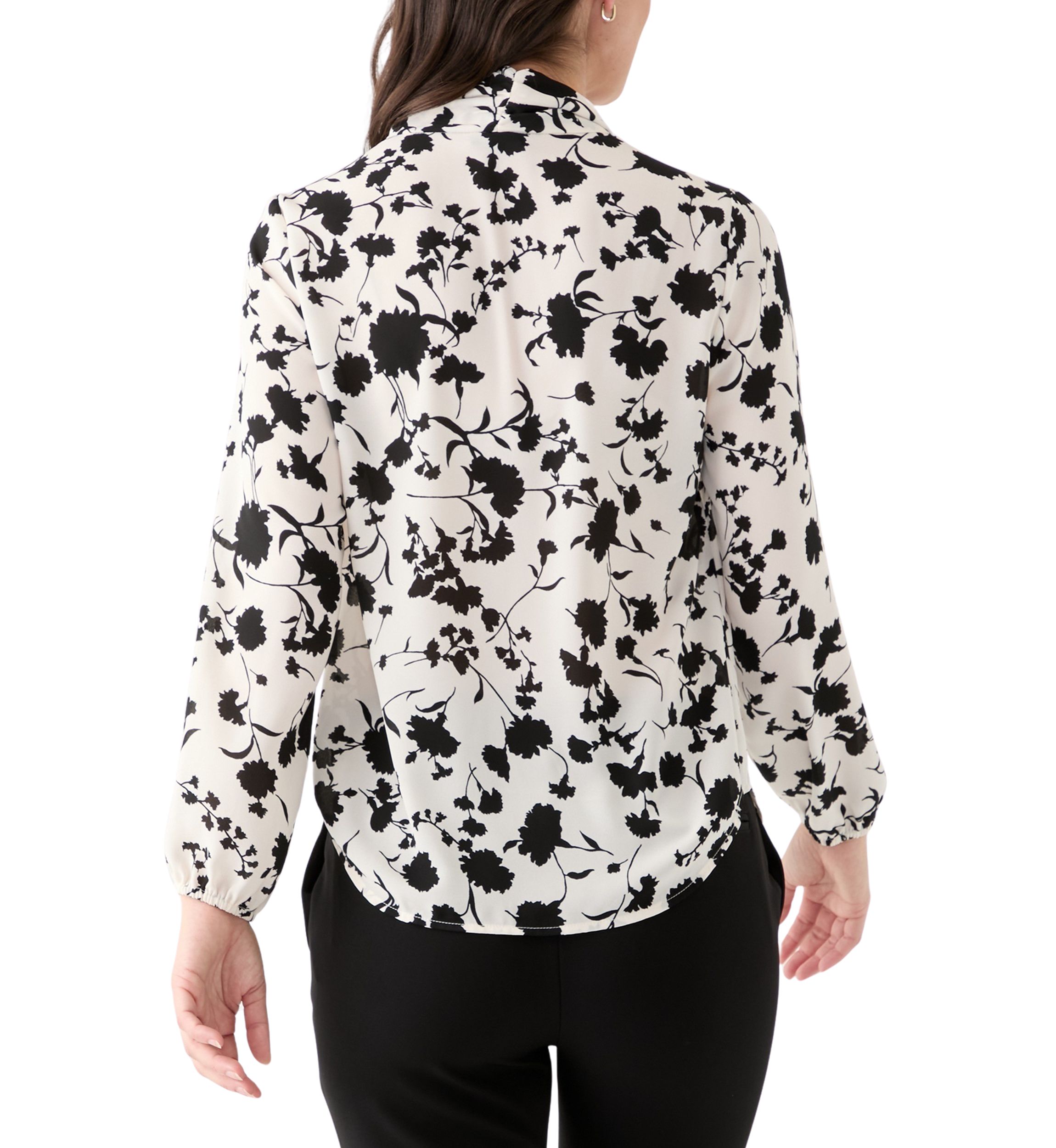 Womens Long Sleeve Tie Neck Blouse  