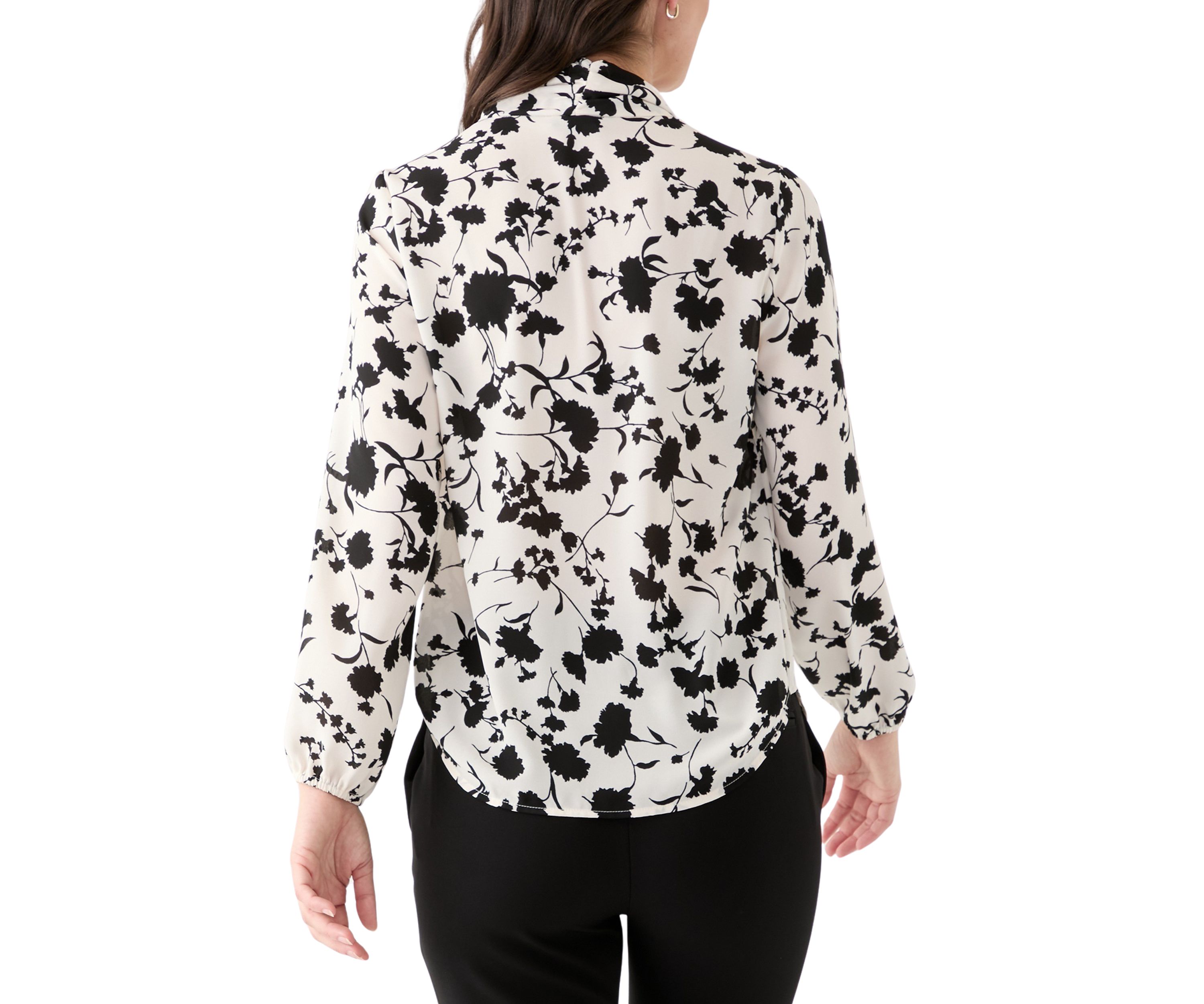 Womens Long Sleeve Tie Neck Blouse  