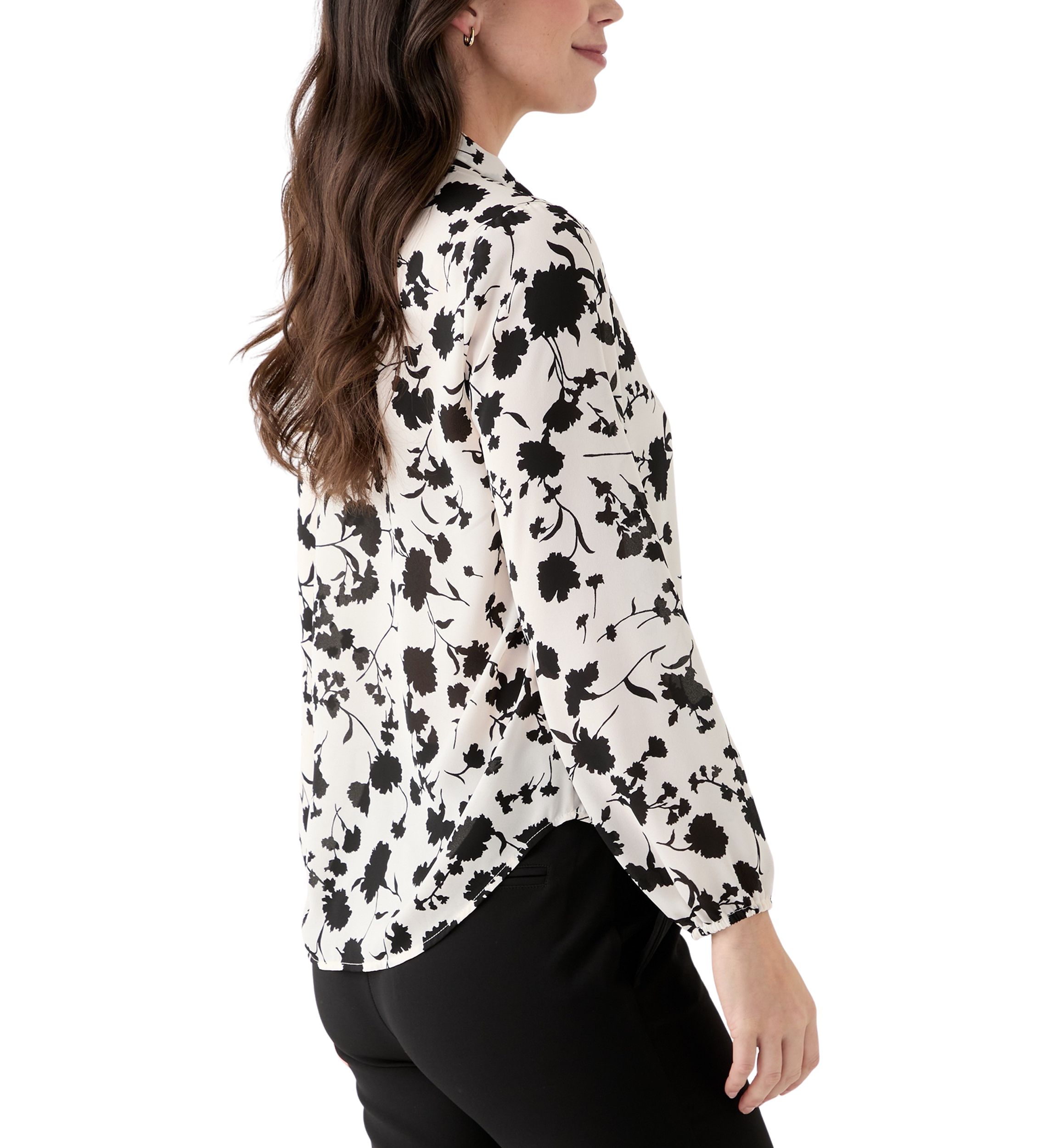 Womens Long Sleeve Tie Neck Blouse  