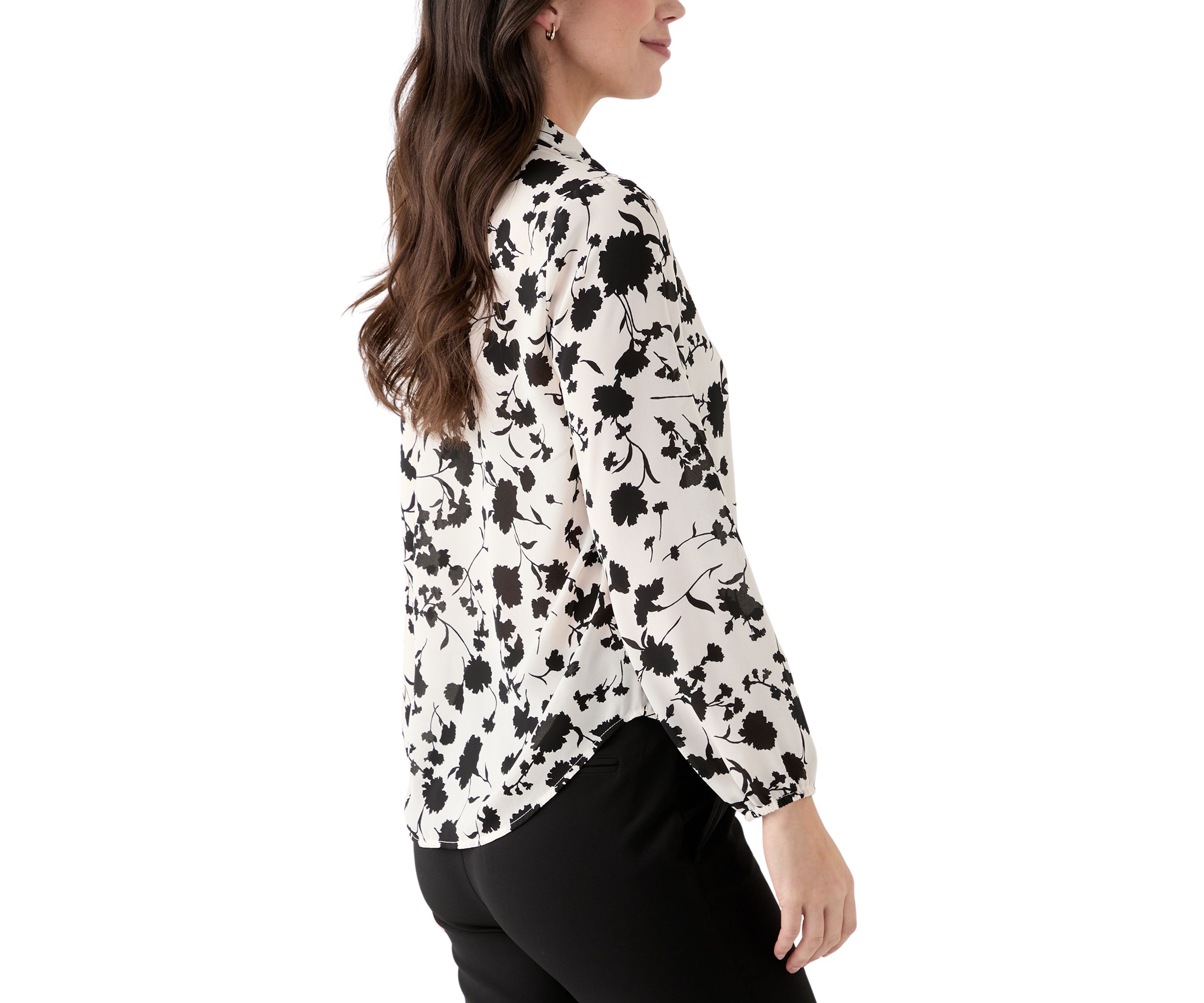 Womens Long Sleeve Tie Neck Blouse  