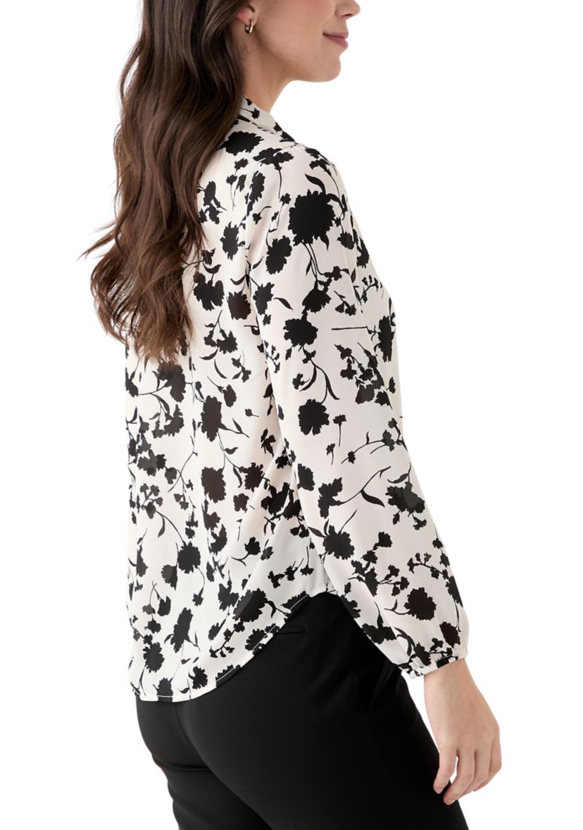 Womens Long Sleeve Tie Neck Blouse  