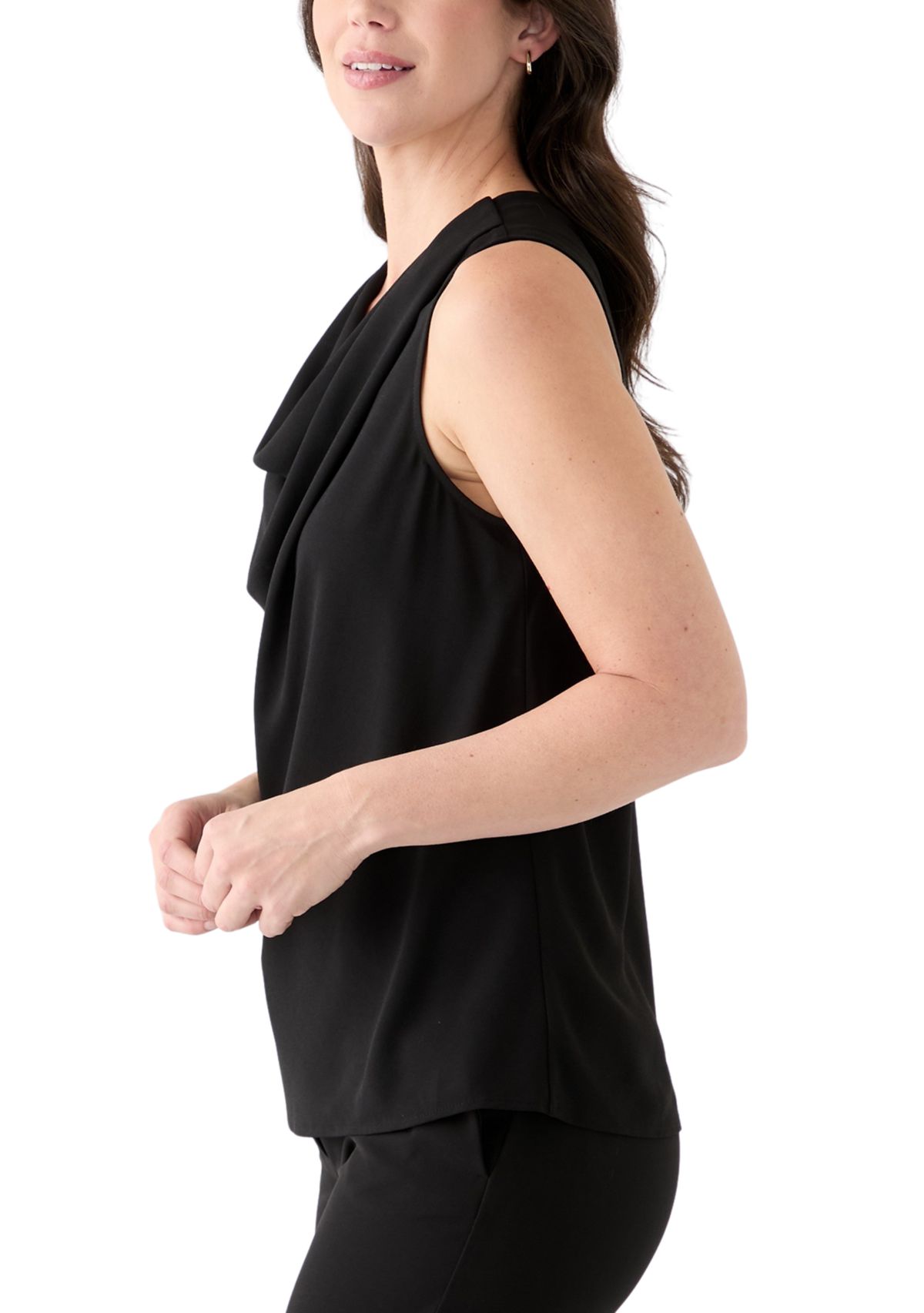 Womens Sleeveless High Neck Cowl Blouse