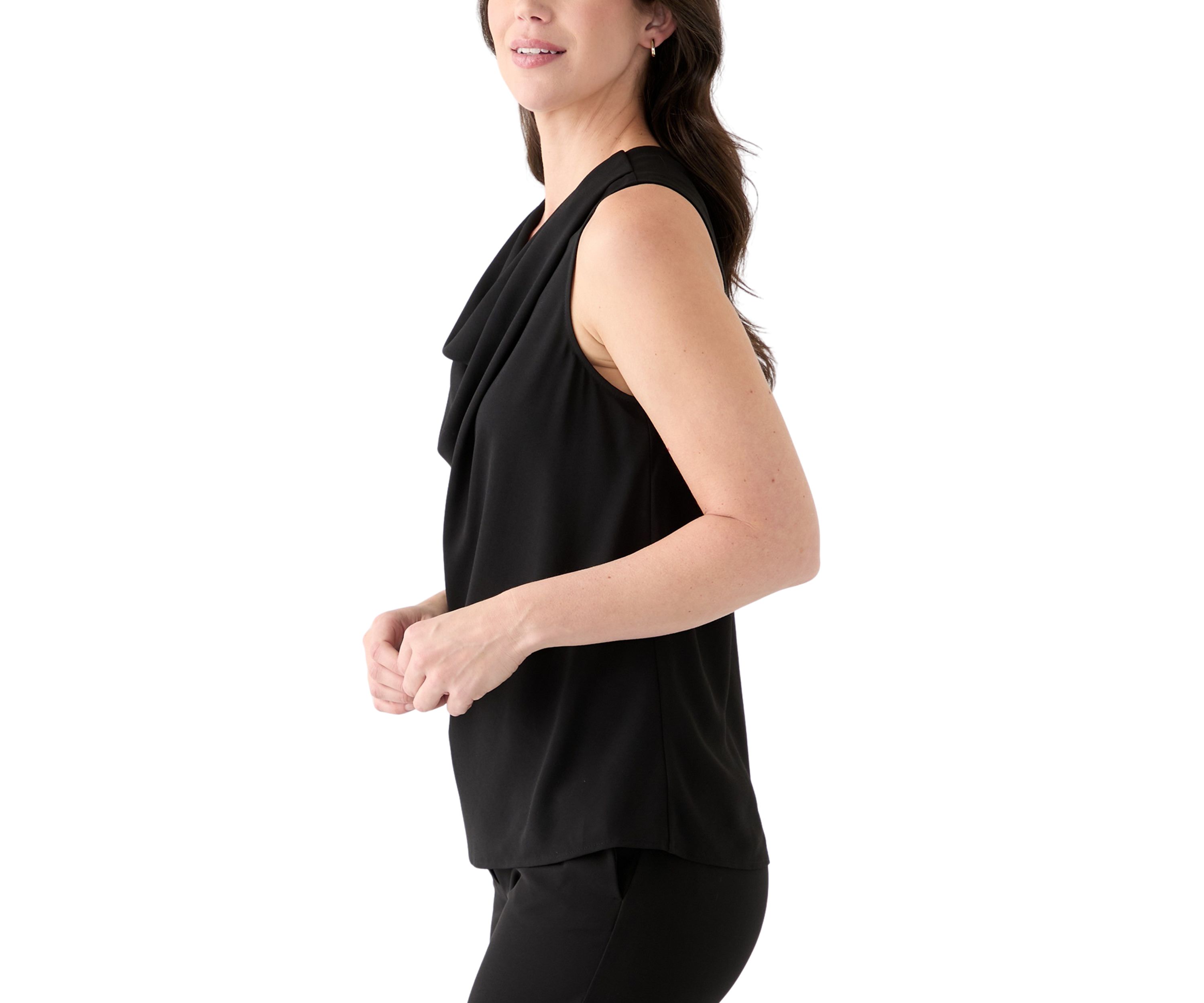 Womens Sleeveless High Neck Cowl Blouse
