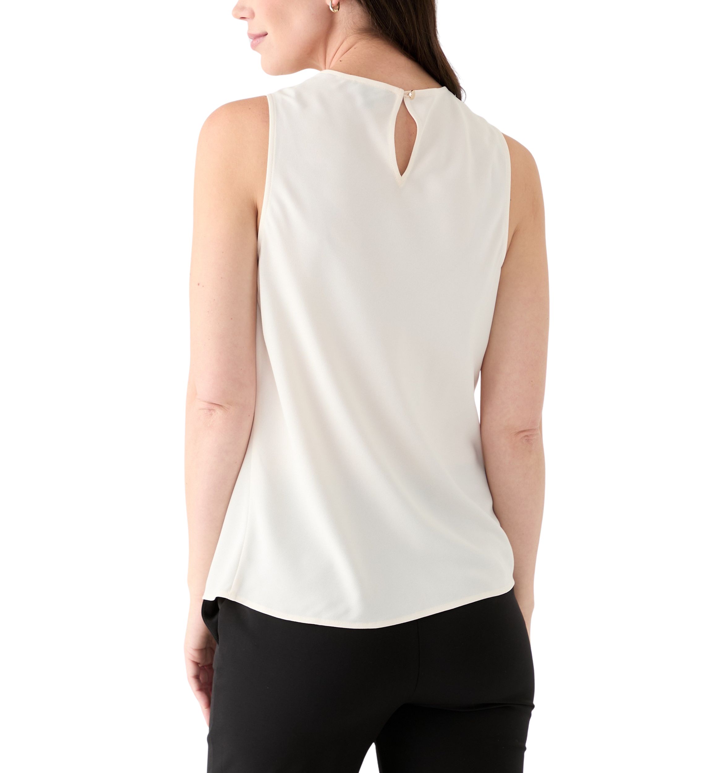 Petite Sleeveless High Cowl Neck Blouse