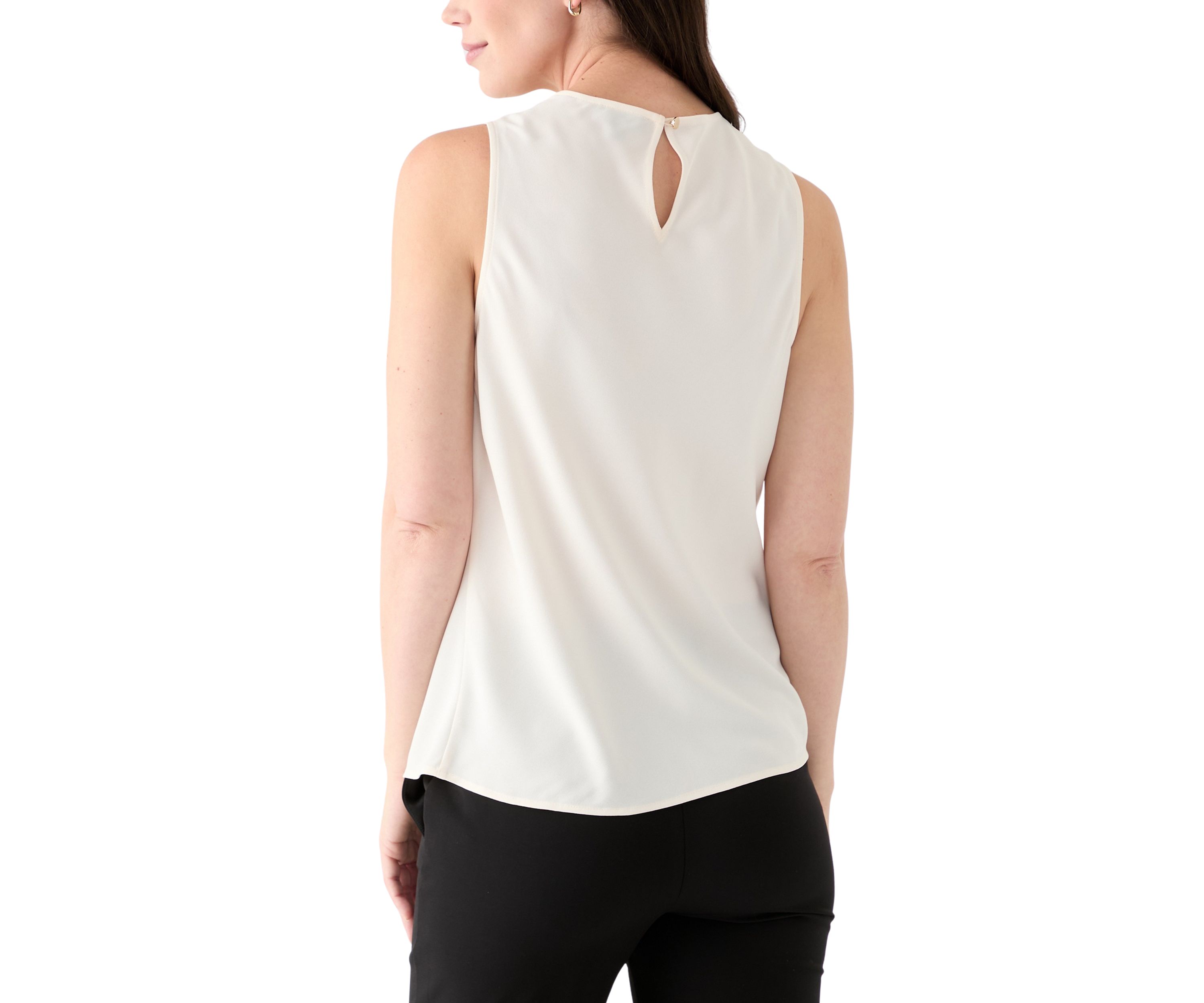 Petite Sleeveless High Cowl Neck Blouse