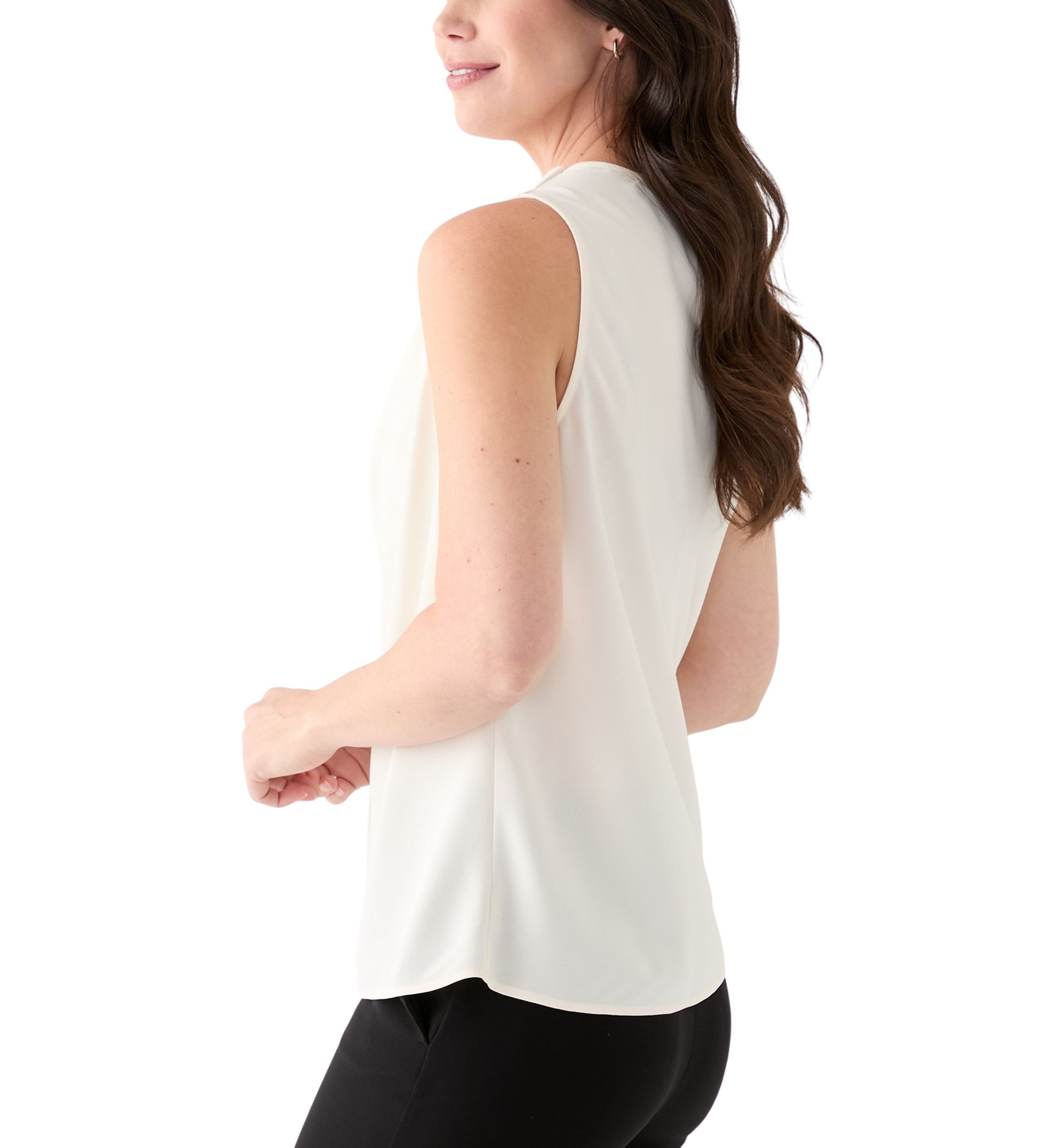 Petite Sleeveless High Cowl Neck Blouse