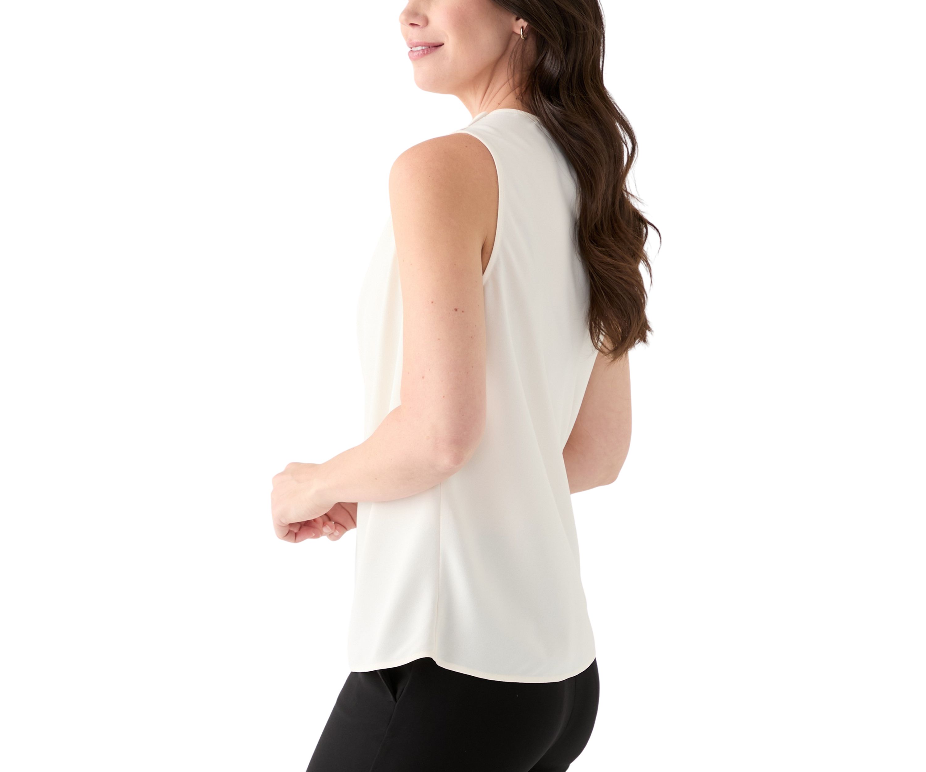 Petite Sleeveless High Cowl Neck Blouse