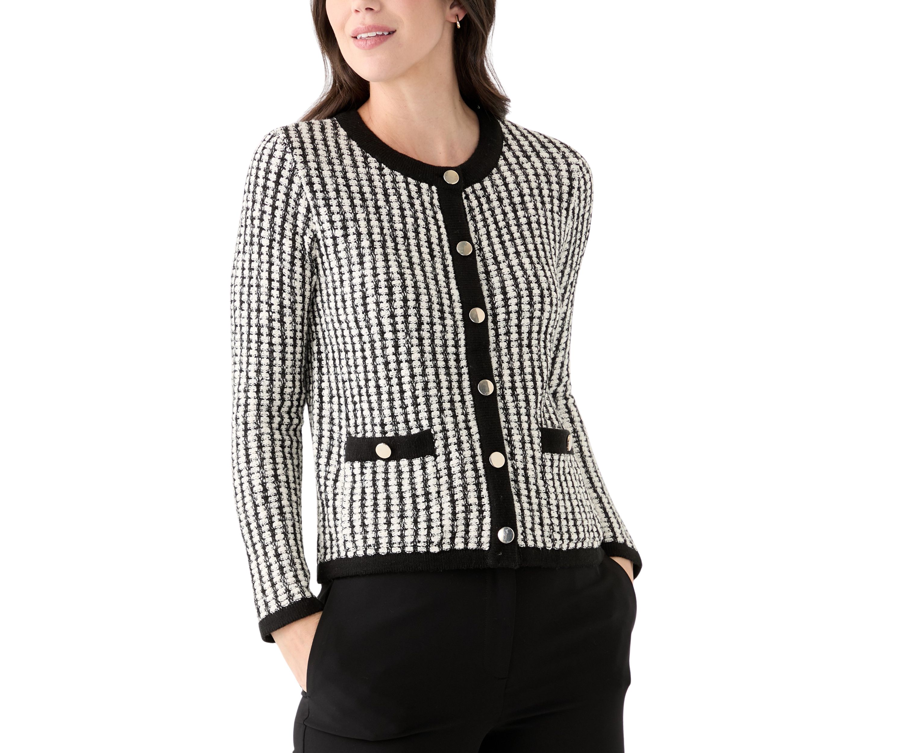 Womens Textured Tipped Cardigan 