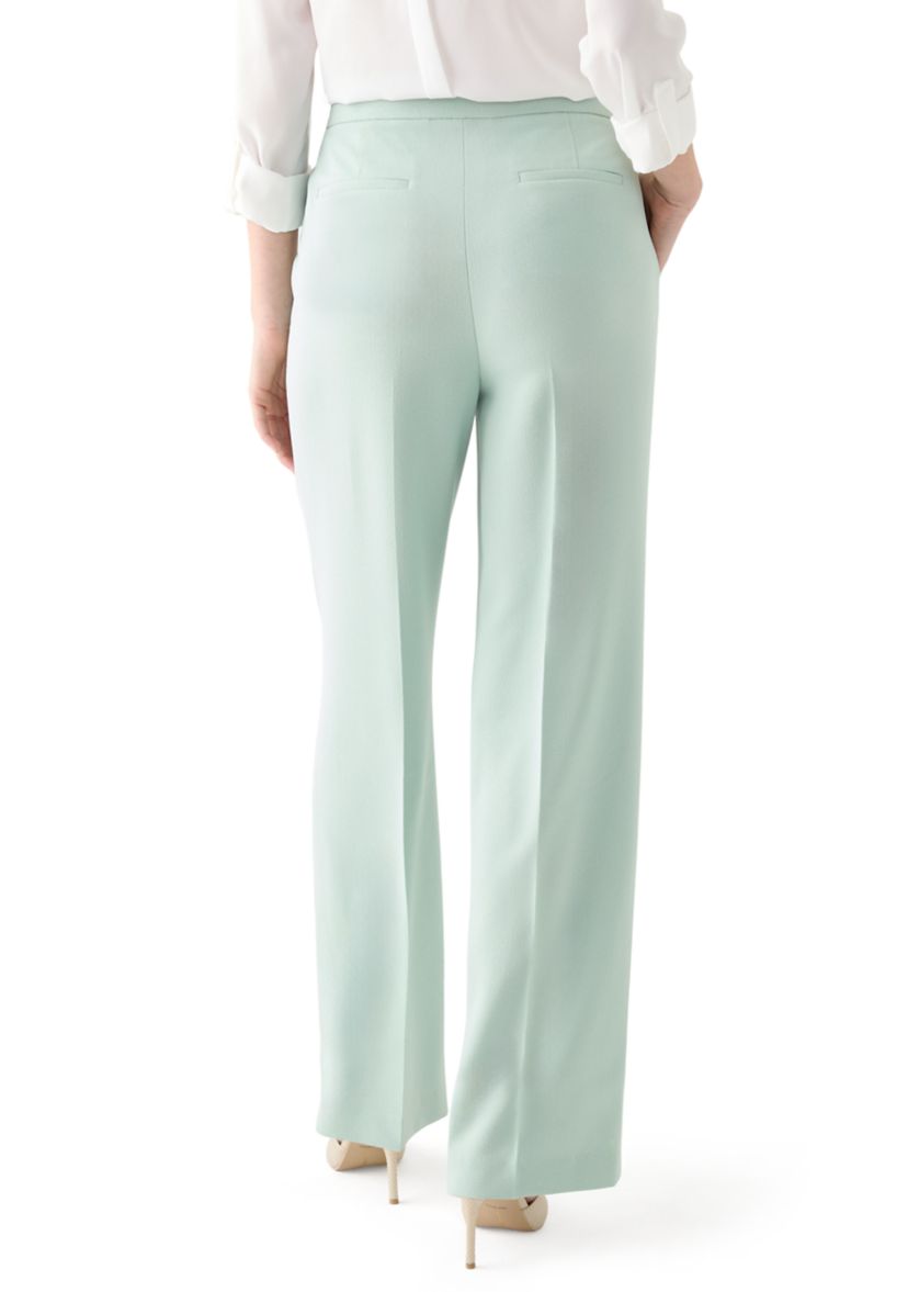 Womens High Rise Fly Front Wide Leg Pants