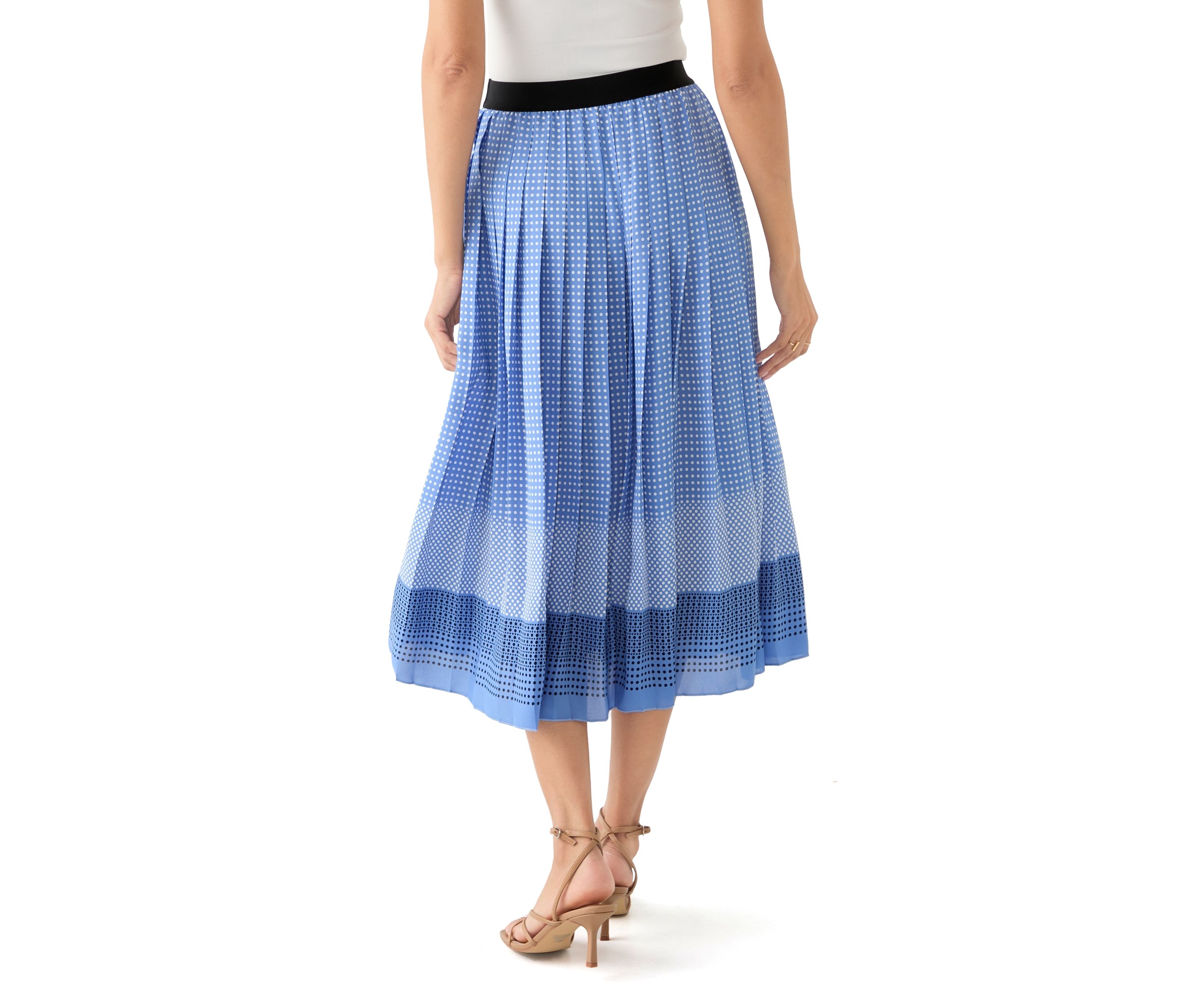 Womens Dot Print Pull On Pleated Skirt