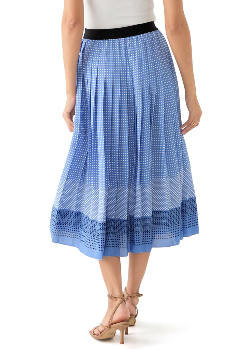 Womens Dot Print Pull On Pleated Skirt