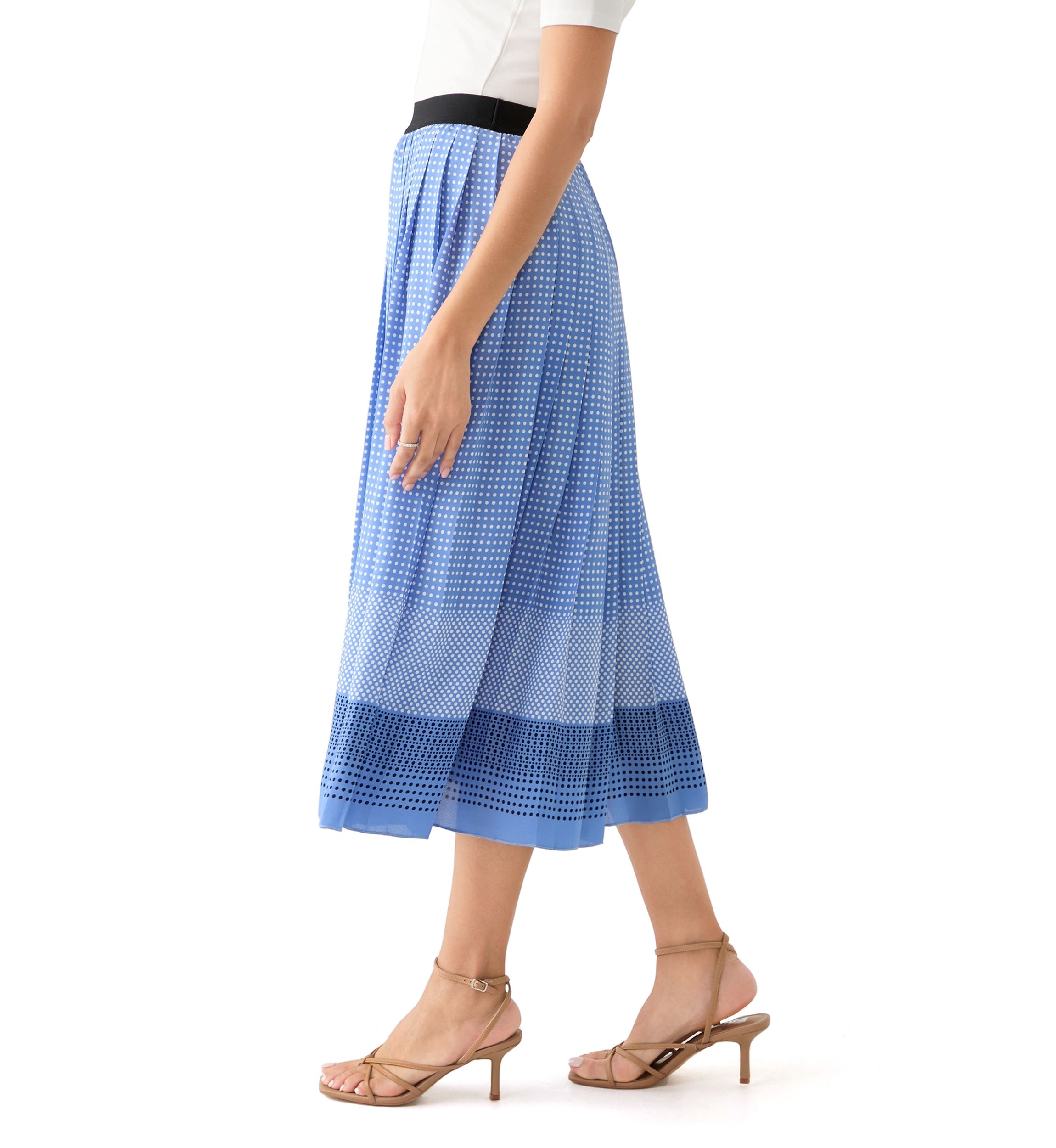 Womens Dot Print Pull On Pleated Skirt