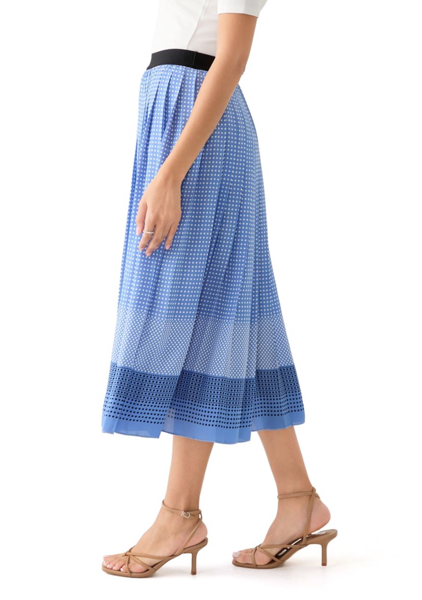 Womens Dot Print Pull On Pleated Skirt