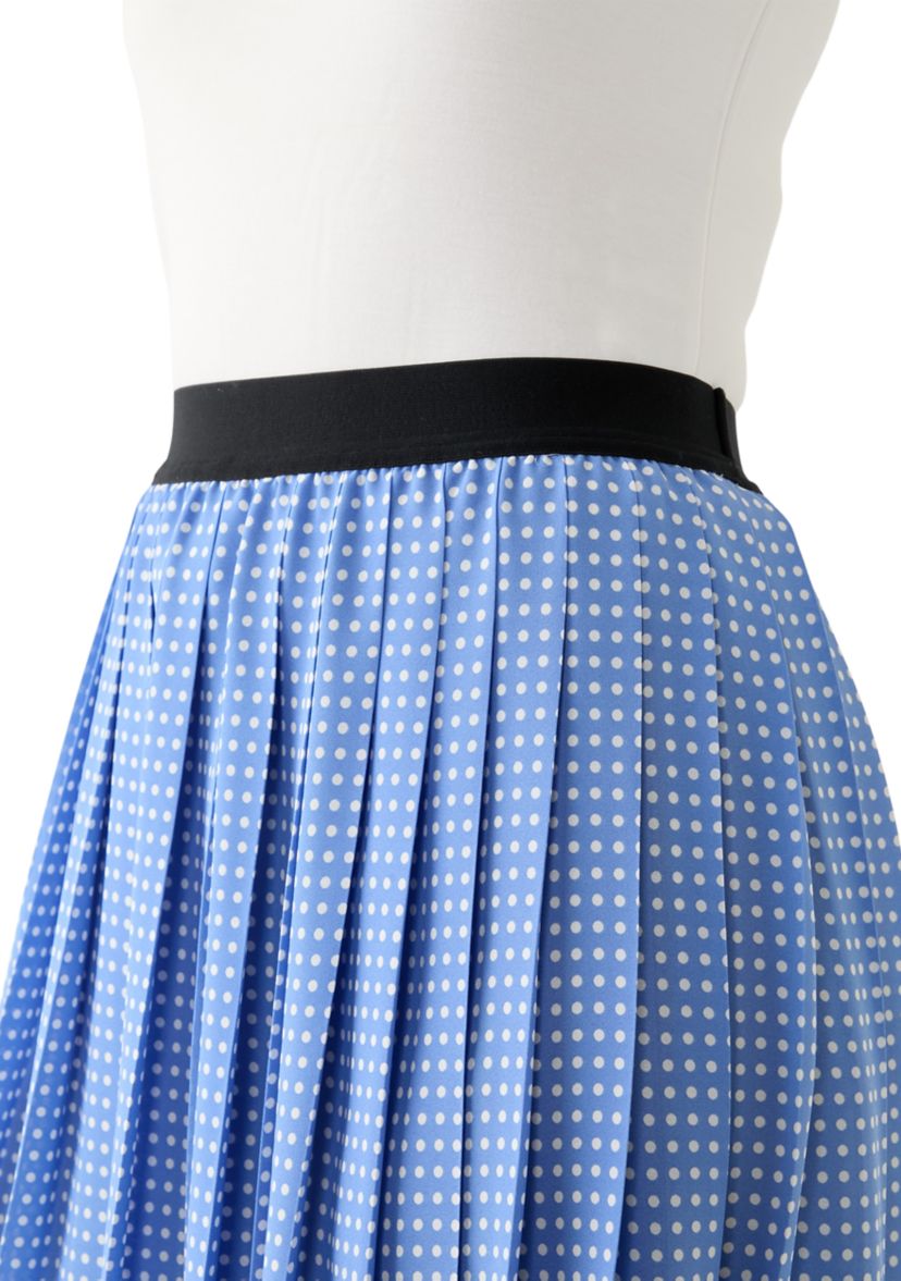 Womens Dot Print Pull On Pleated Skirt
