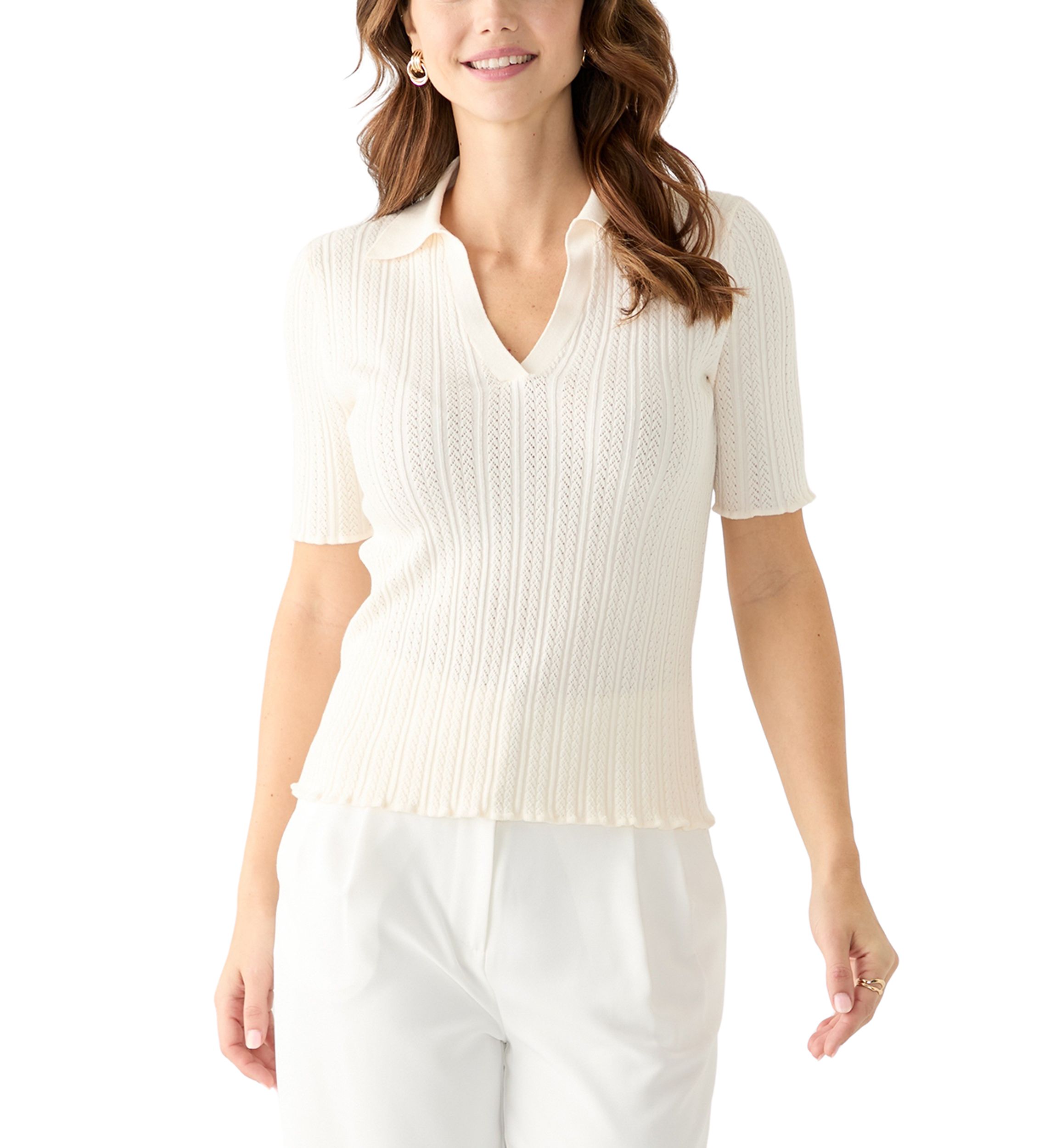 Short Sleeve Collared Sweater 