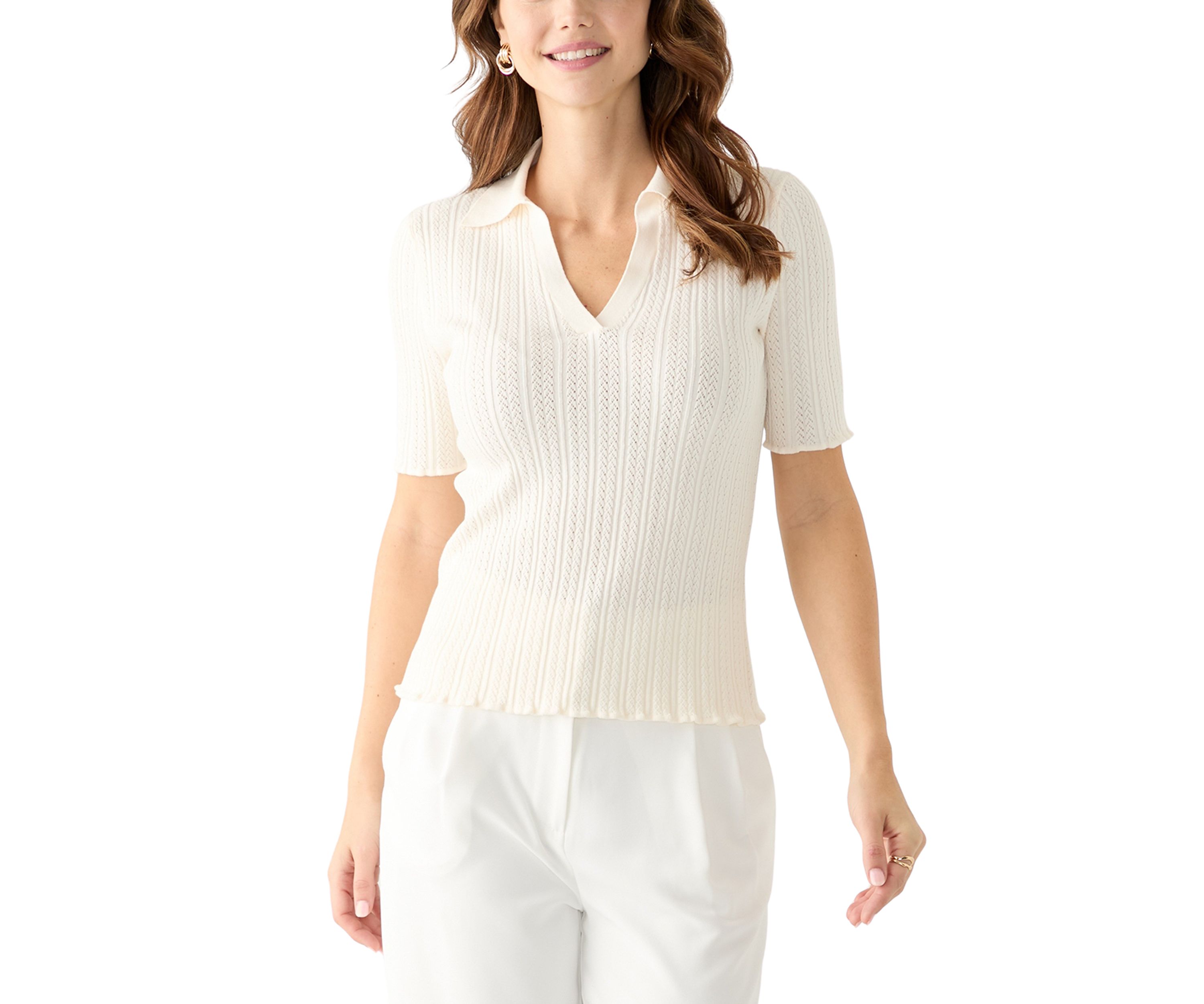 Short Sleeve Collared Sweater 