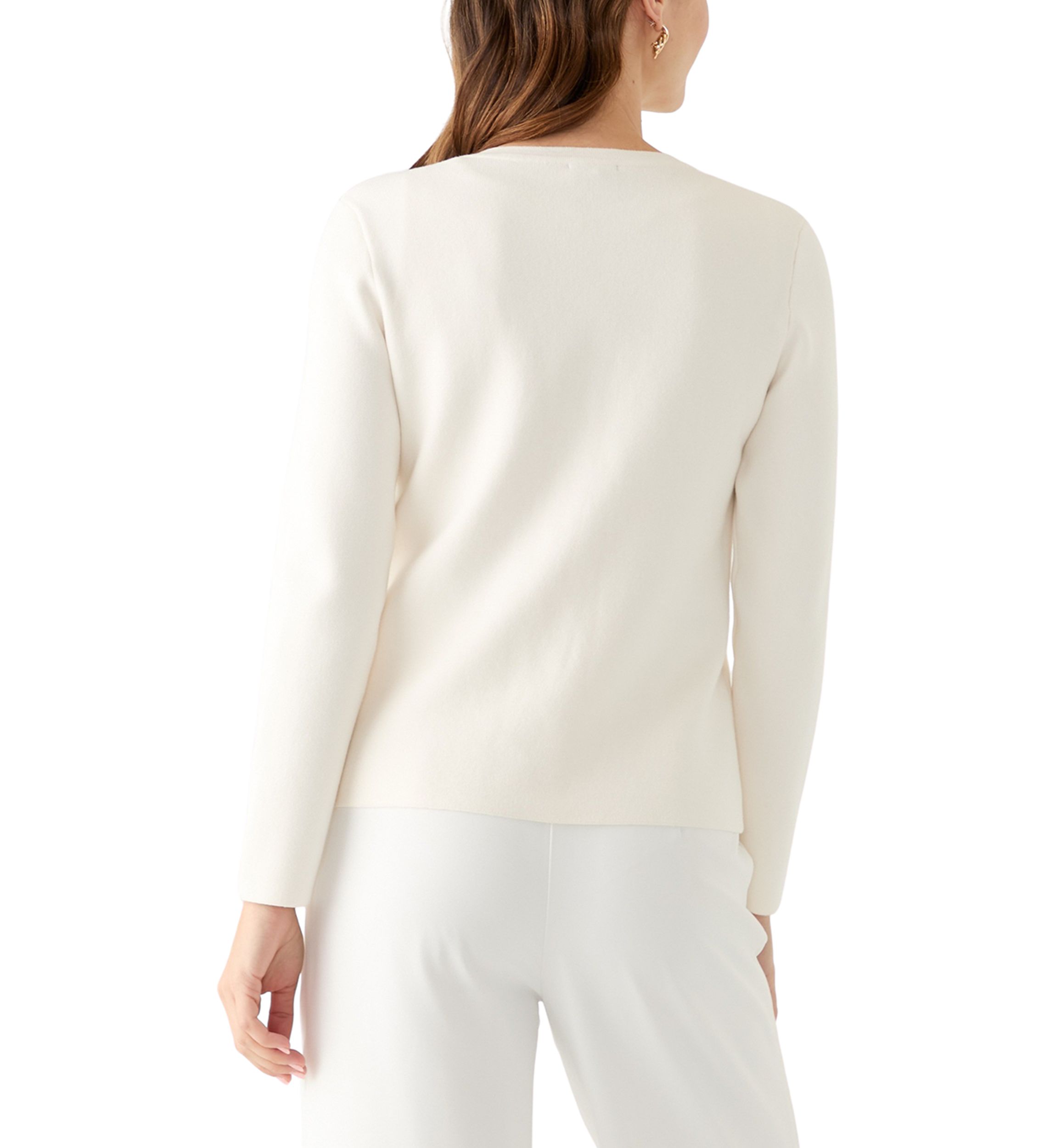 Womens Crew Neck Button Front Cardigan 
