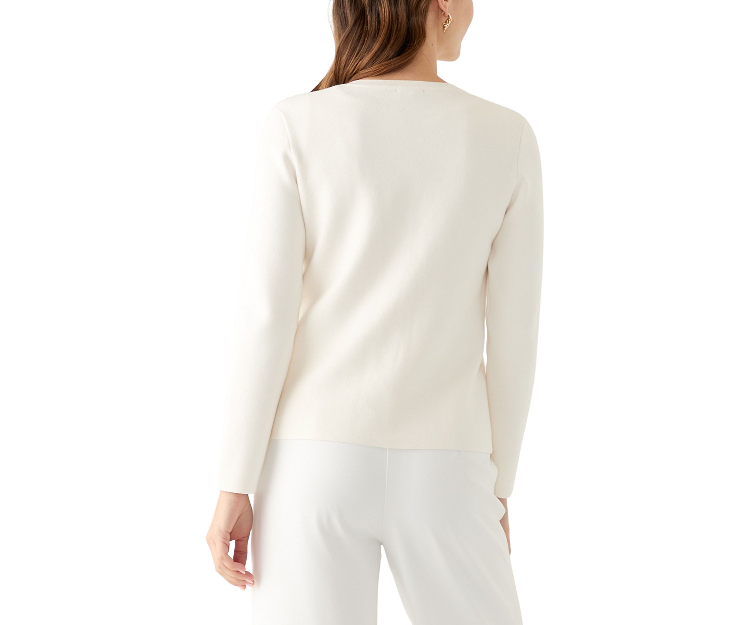 Womens Crew Neck Button Front Cardigan 