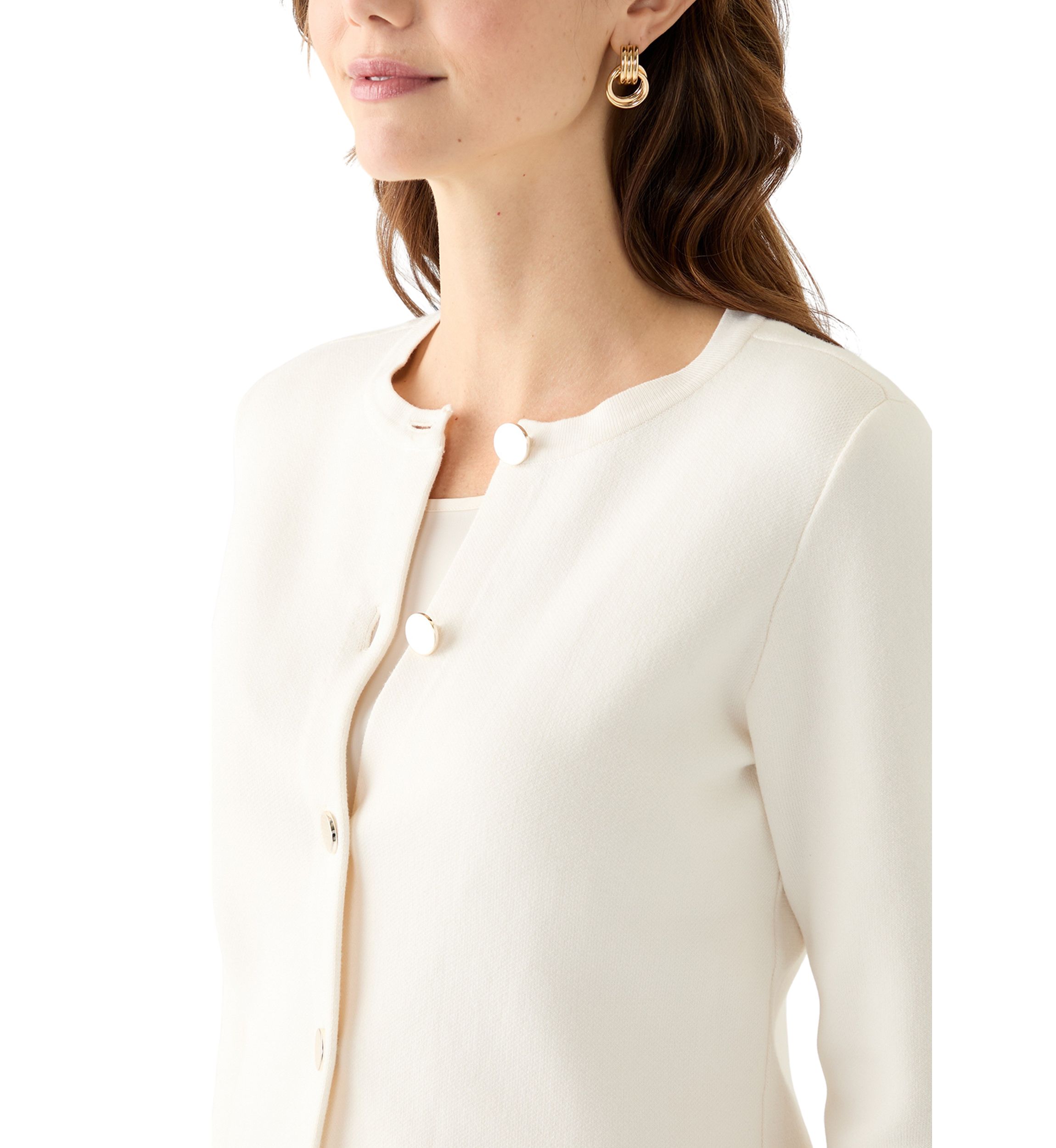 Womens Crew Neck Button Front Cardigan 