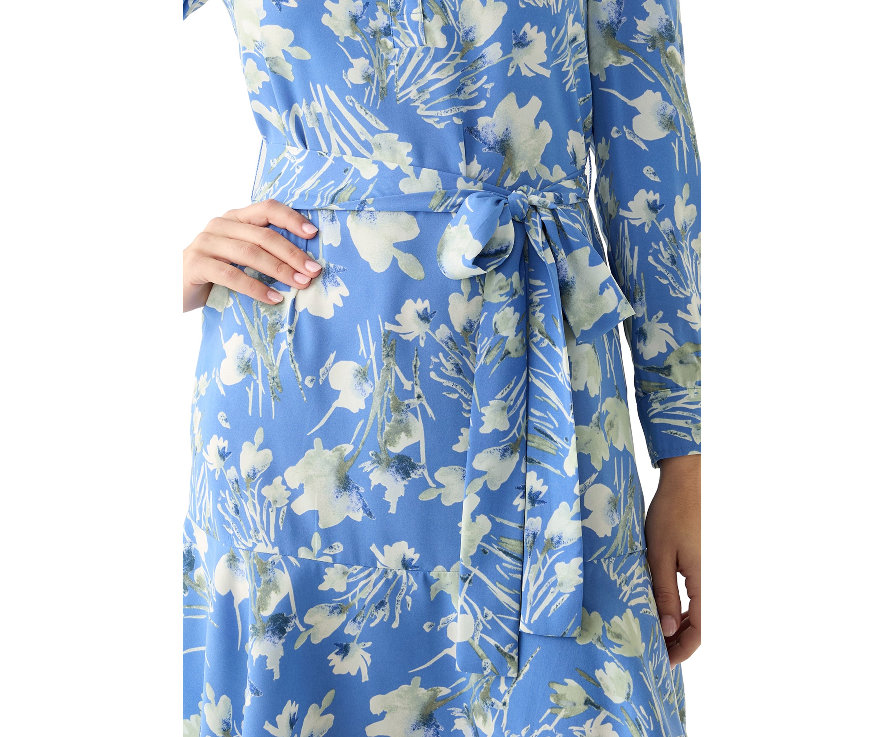 Womens Floral Print Shirtdress with Ruffle Hem 