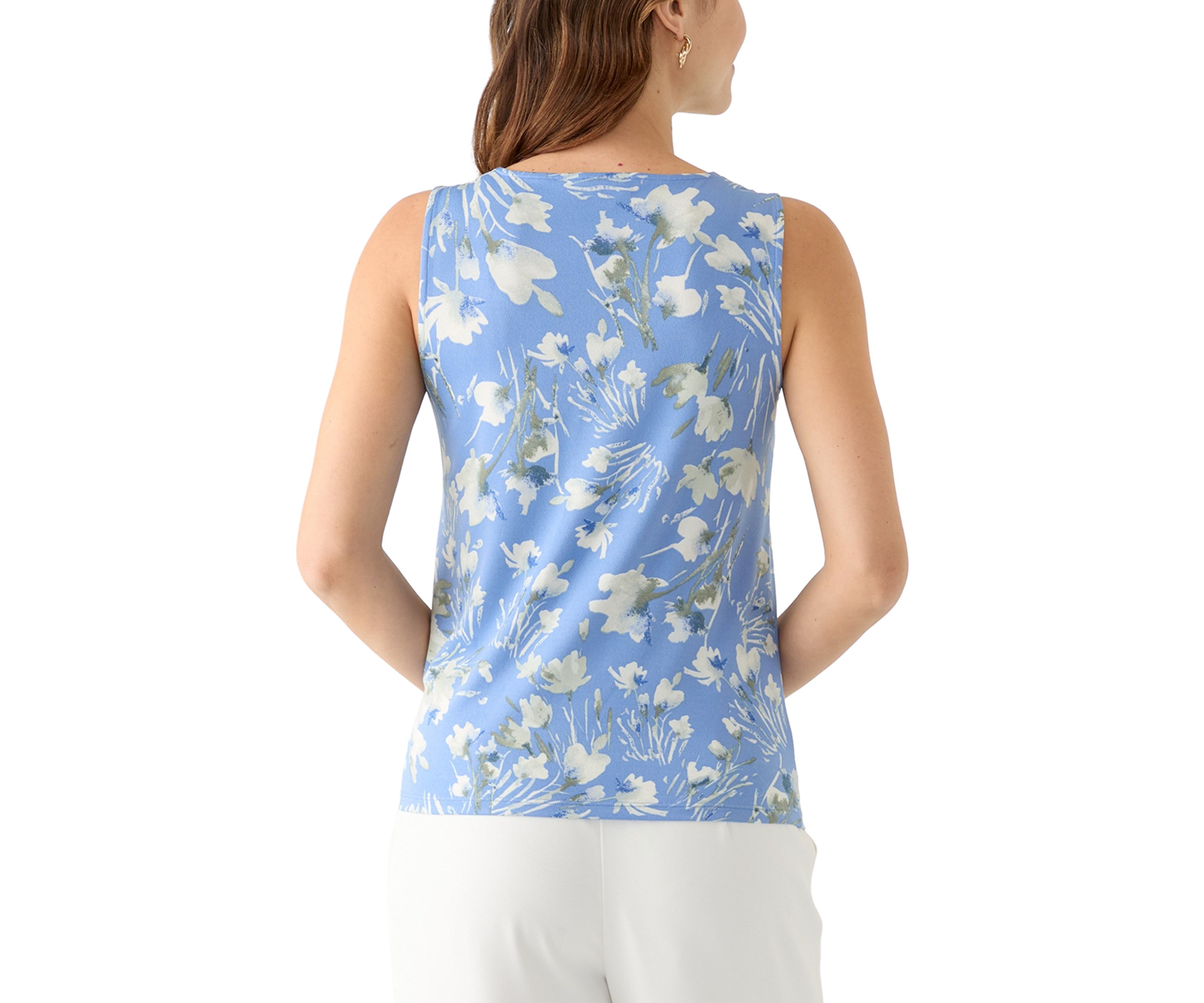 Womens Floral Print Cowl Neck Knit Top