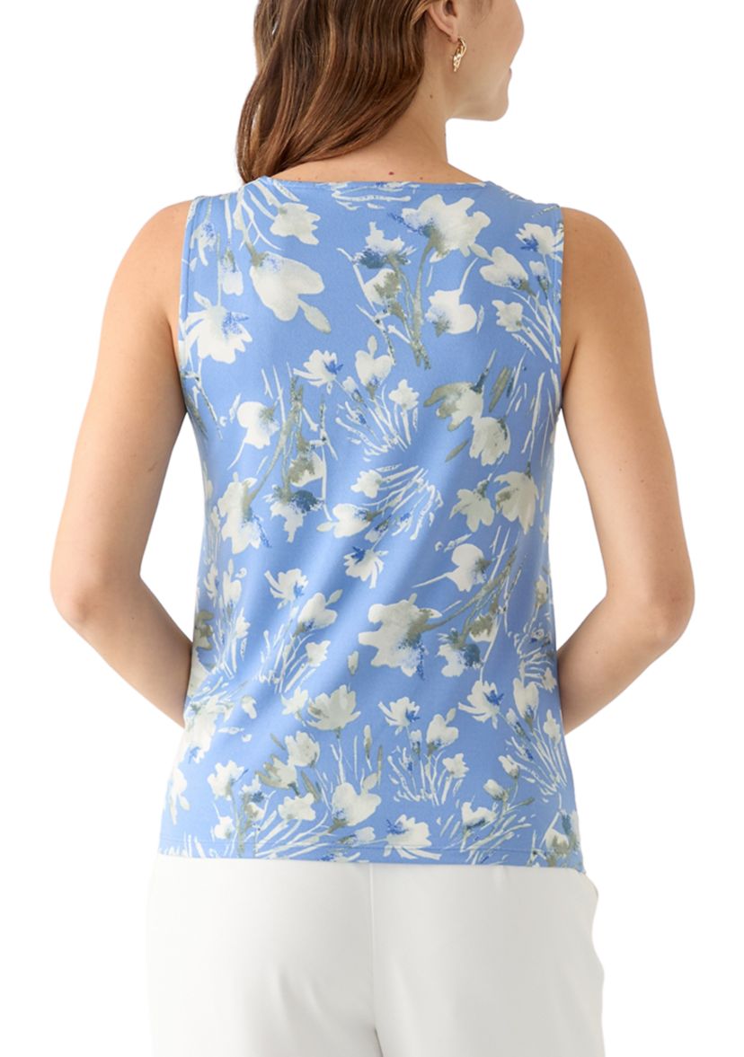 Womens Floral Print Cowl Neck Knit Top
