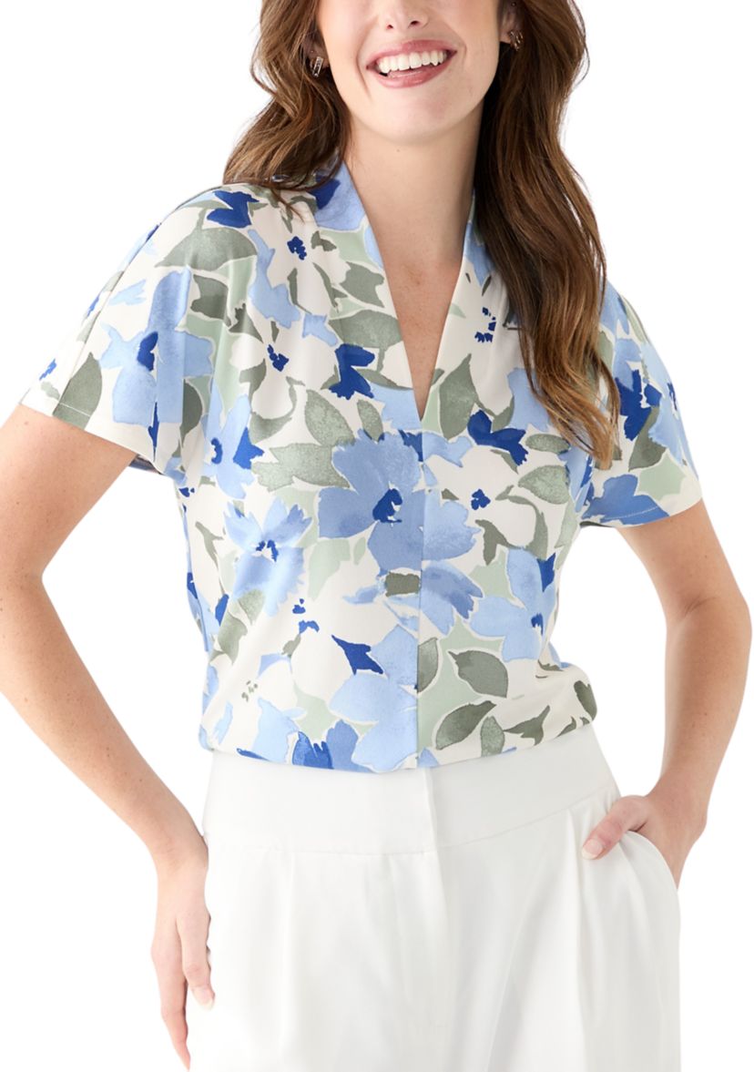 Womens Cap Sleeve V-Neck Top