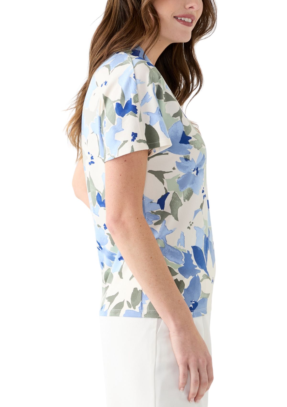 Womens Cap Sleeve V-Neck Top