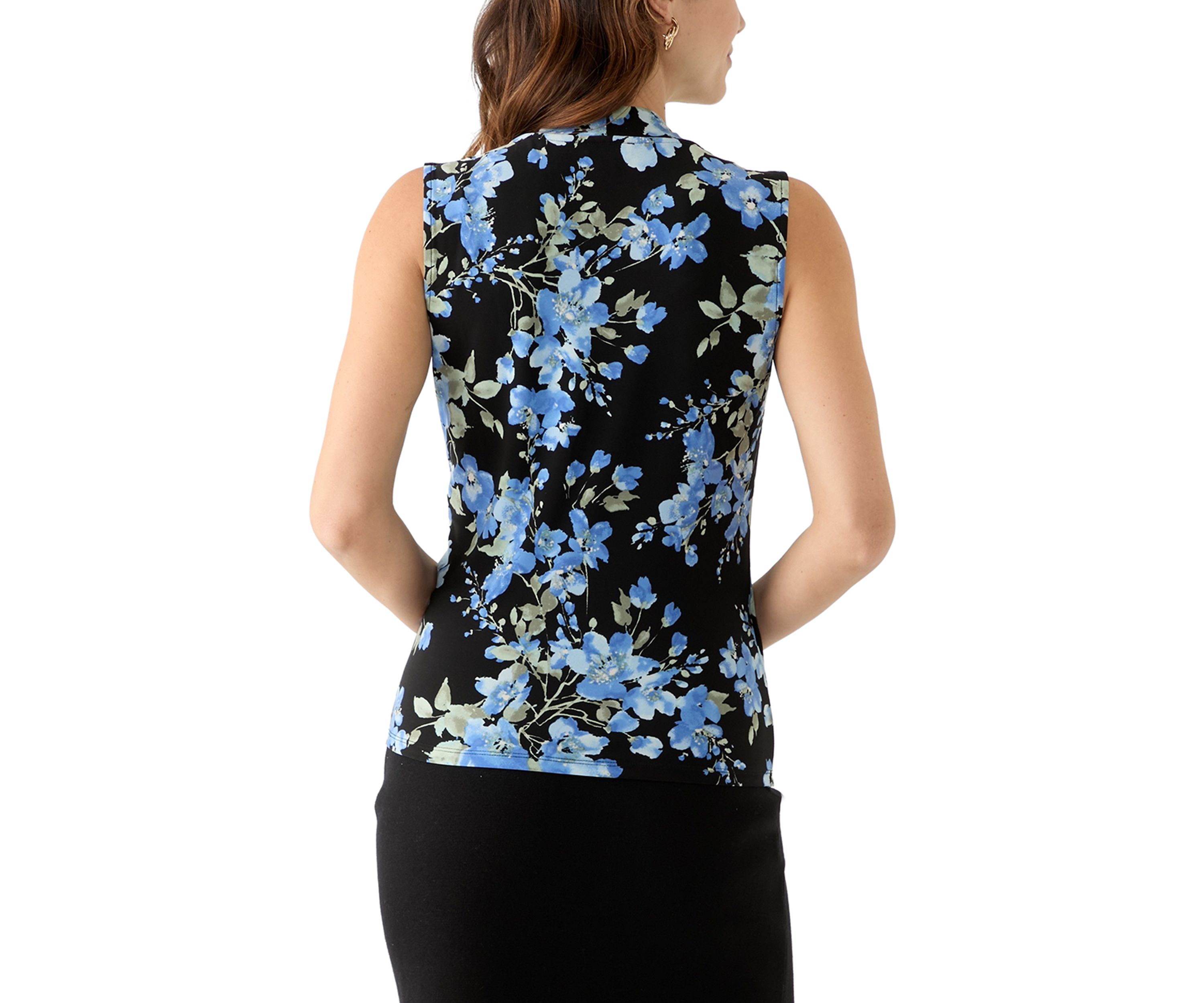Womens Floral Print Sleeveless Wrap Top