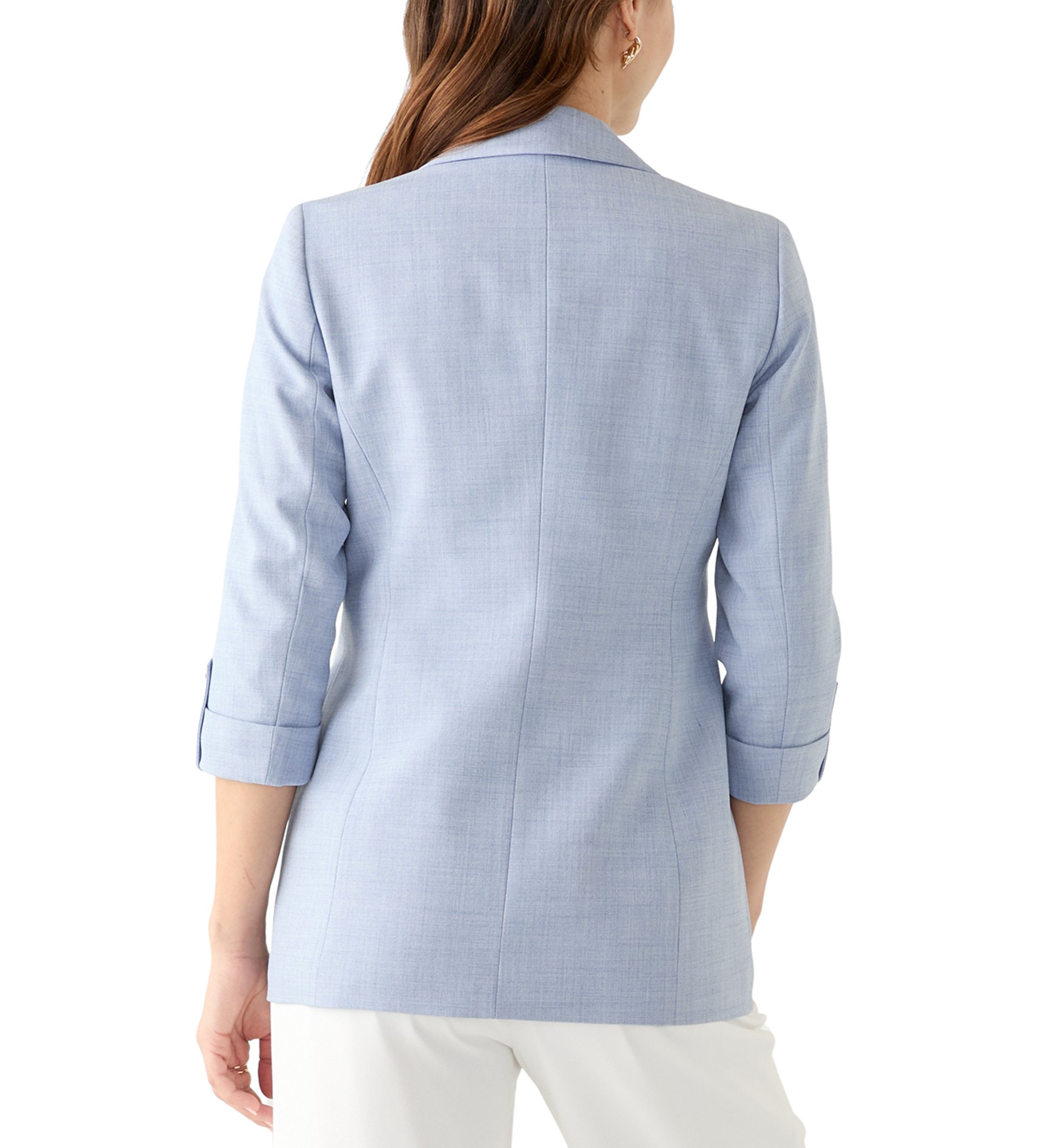 Womens Mélange Roll Sleeve Faux Double Breasted Jacket