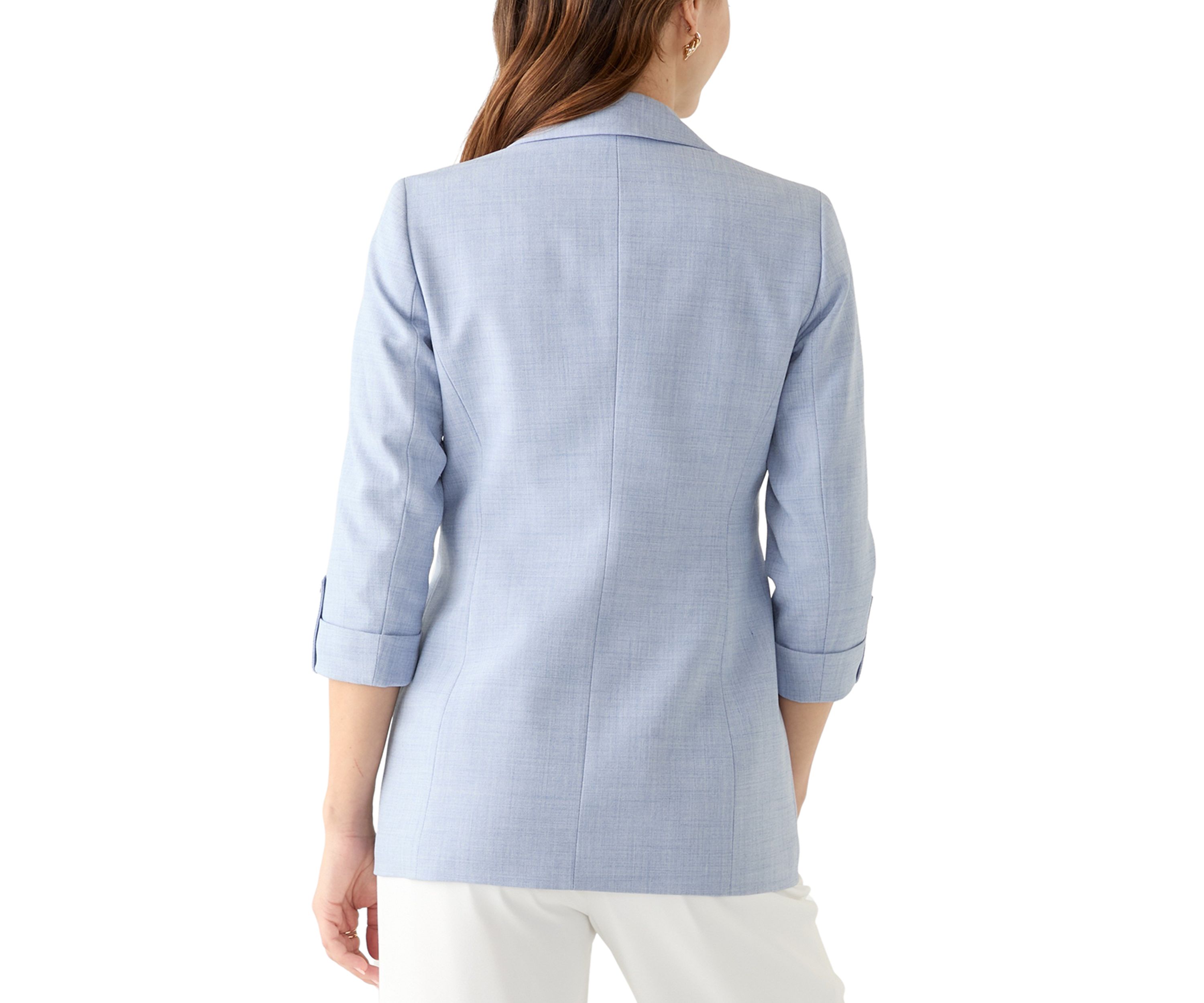 Womens Mélange Roll Sleeve Faux Double Breasted Jacket