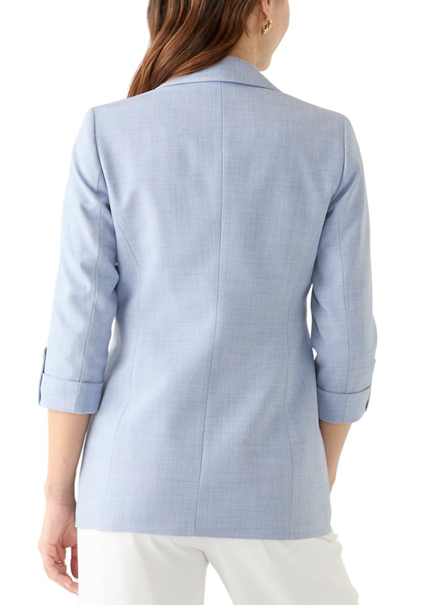 Womens Mélange Roll Sleeve Faux Double Breasted Jacket