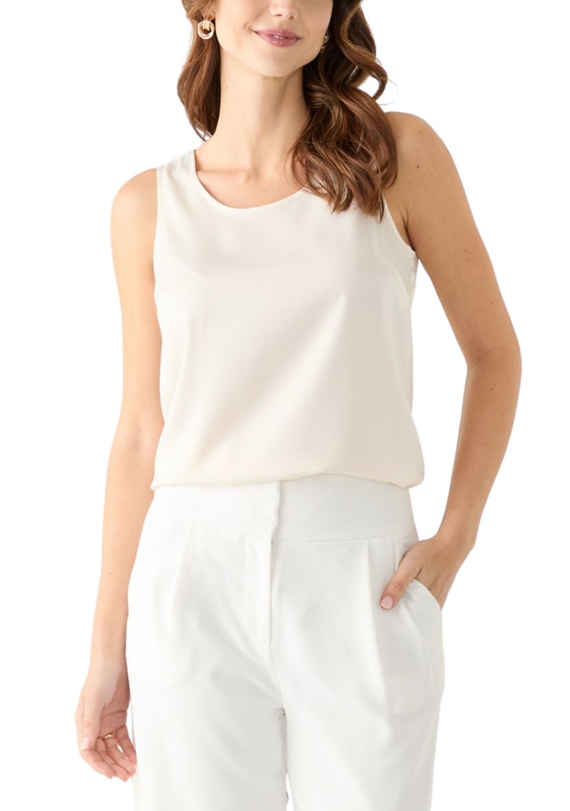 Womens Satin Scoop Neck Sleeveless Blouse
