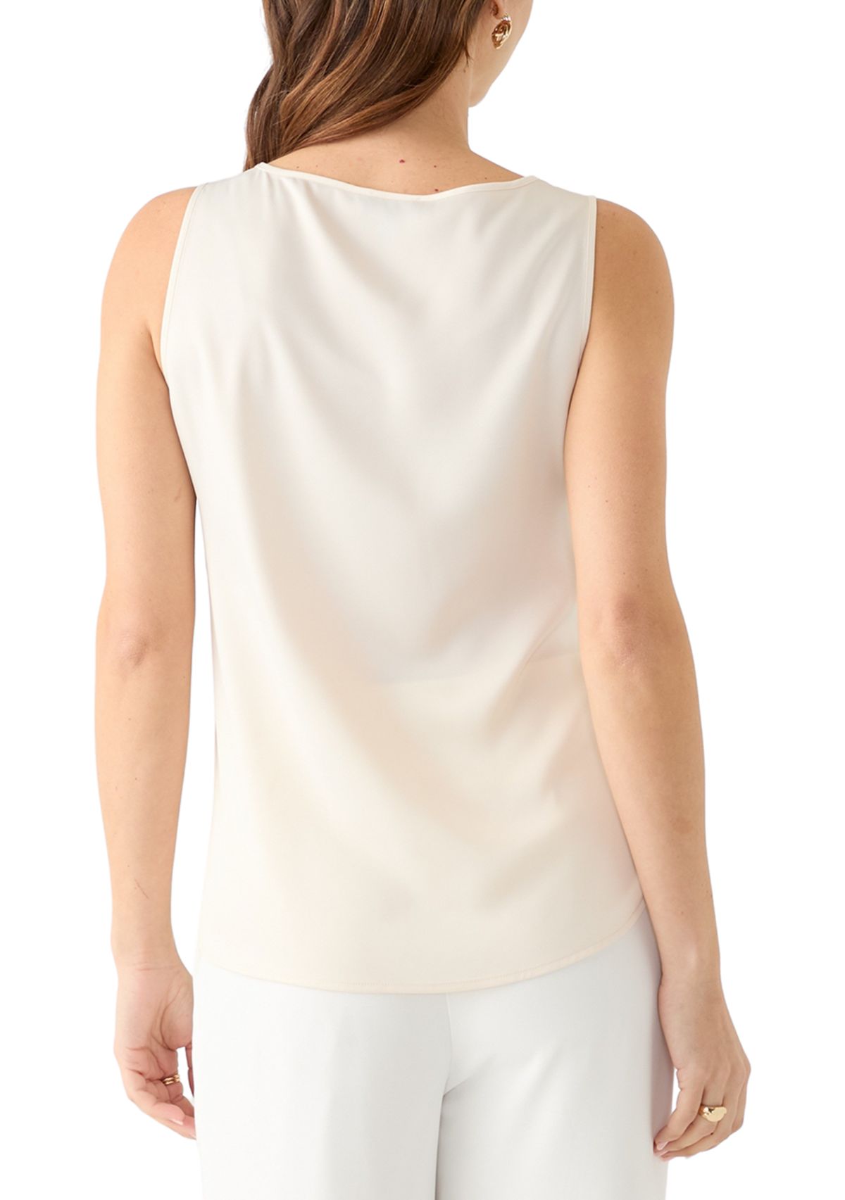 Womens Satin Scoop Neck Sleeveless Blouse