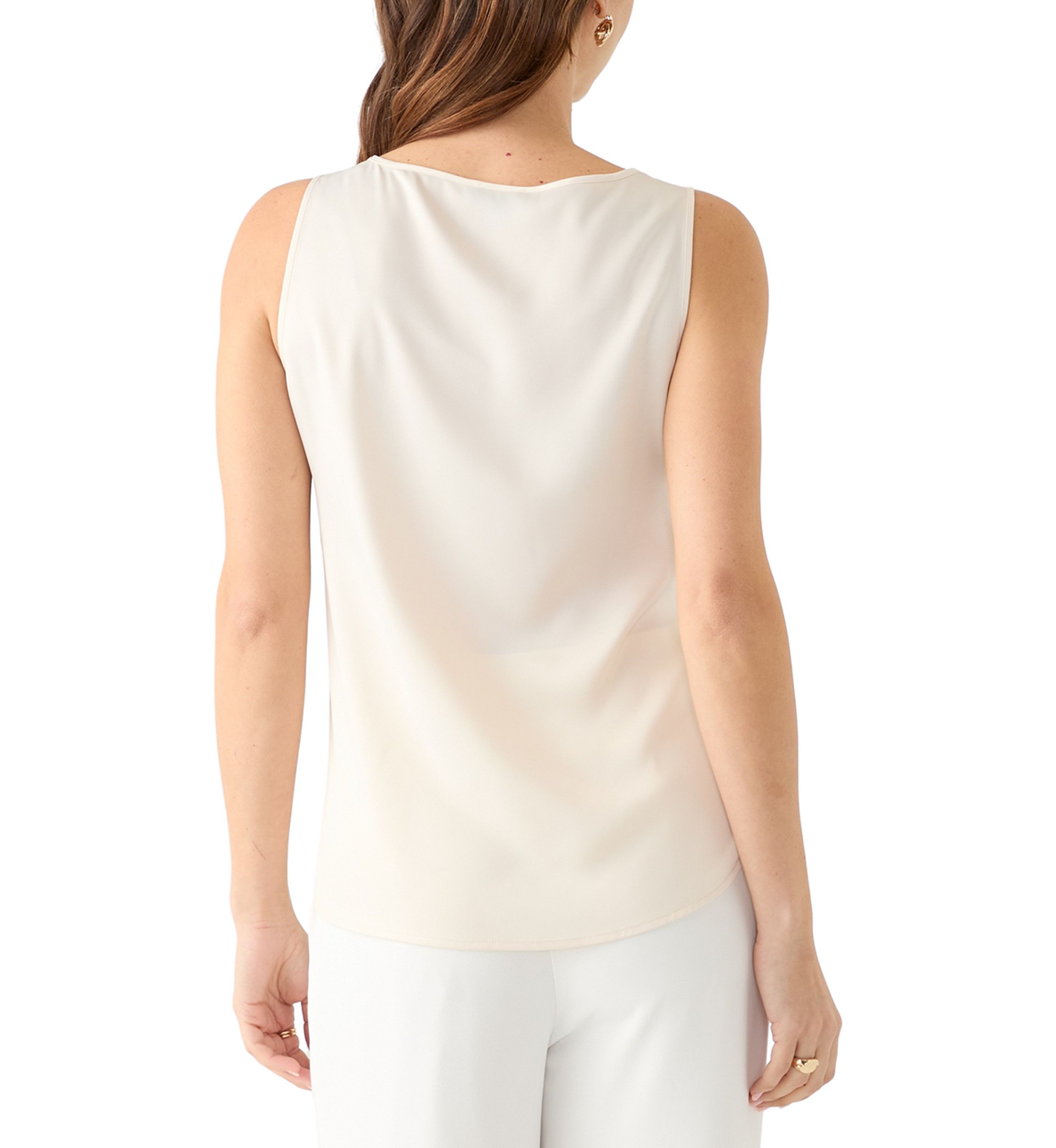 Womens Satin Scoop Neck Sleeveless Blouse