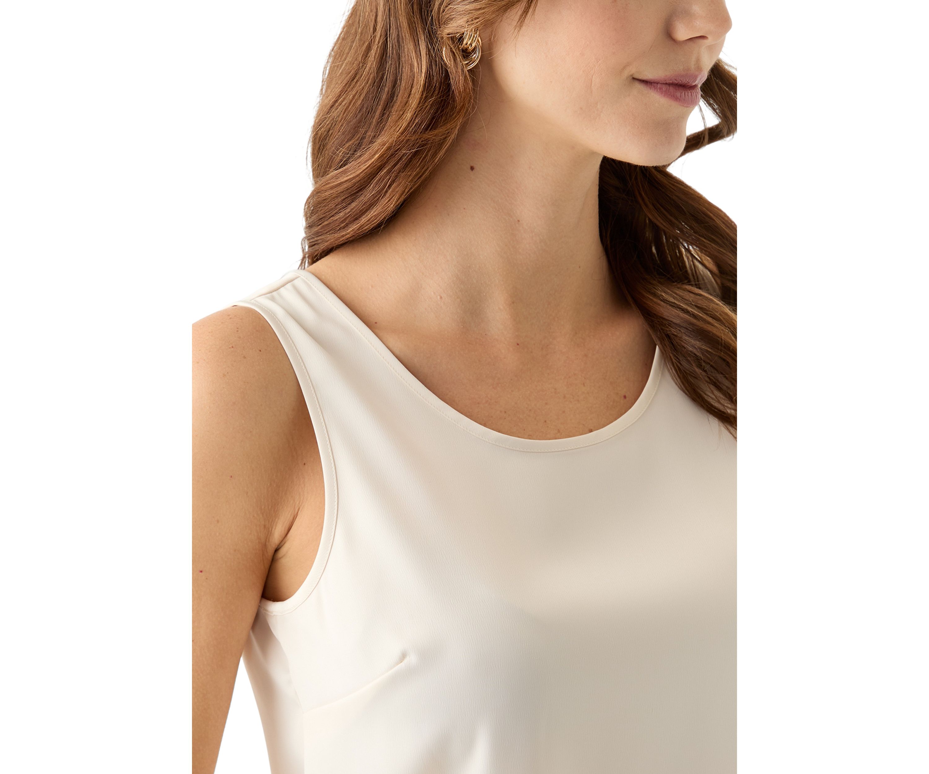 Womens Satin Scoop Neck Sleeveless Blouse