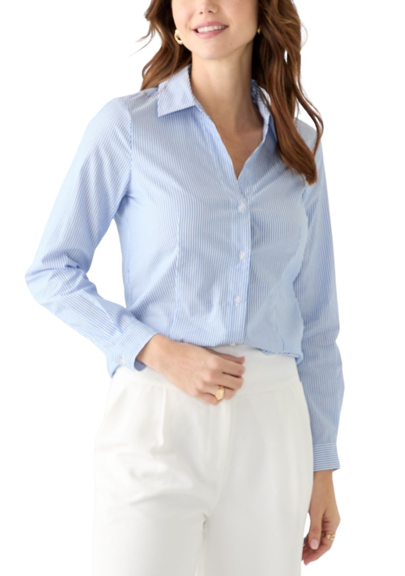 Womens Stripe Button Front Shirt
