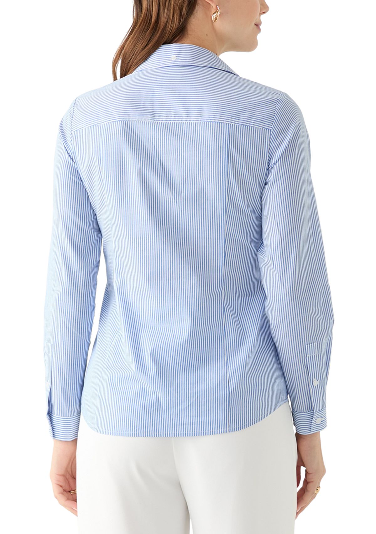 Womens Stripe Button Front Shirt